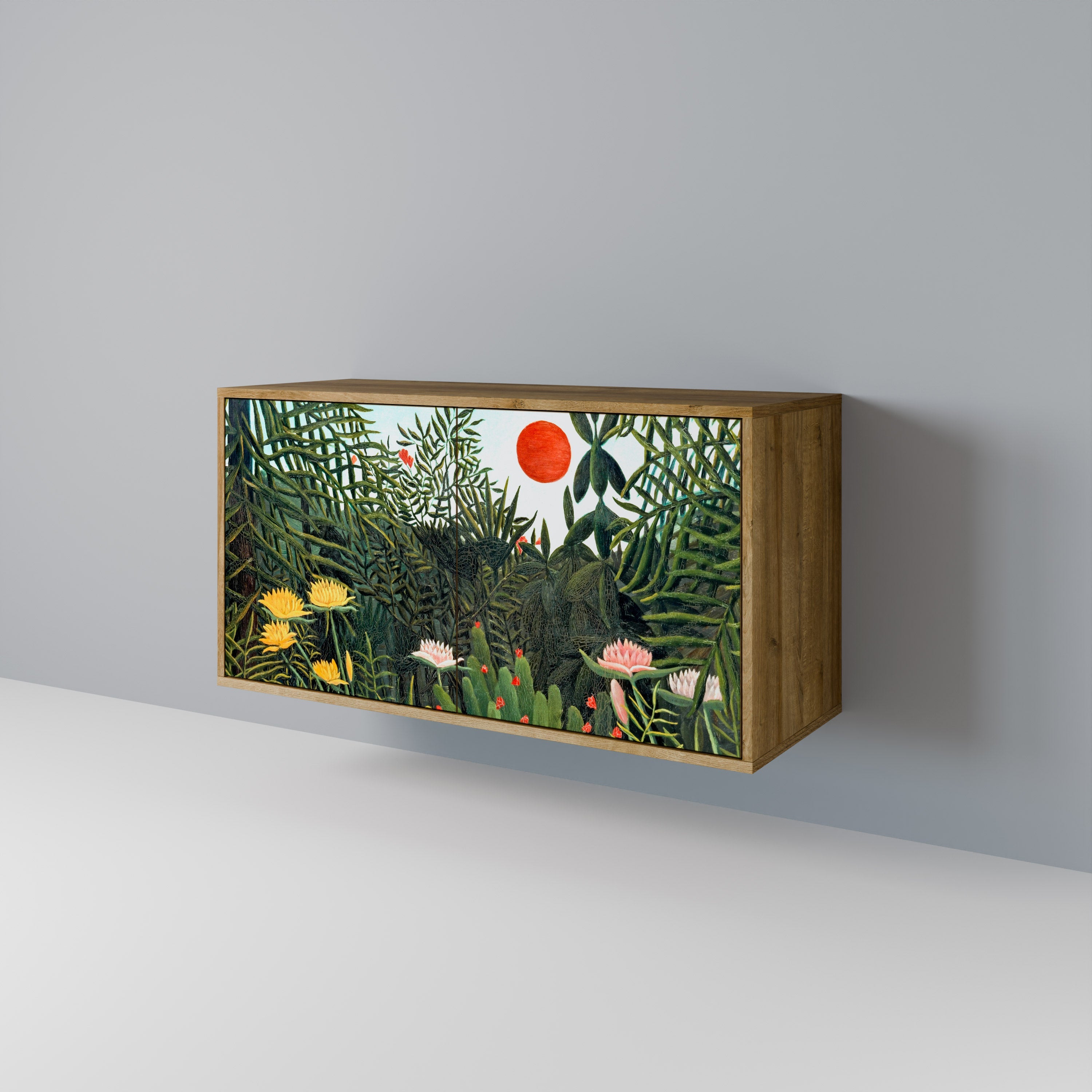 VIRGIN FOREST WITH SUNSET Sideboard mit 2 Türen in Eichenoptik