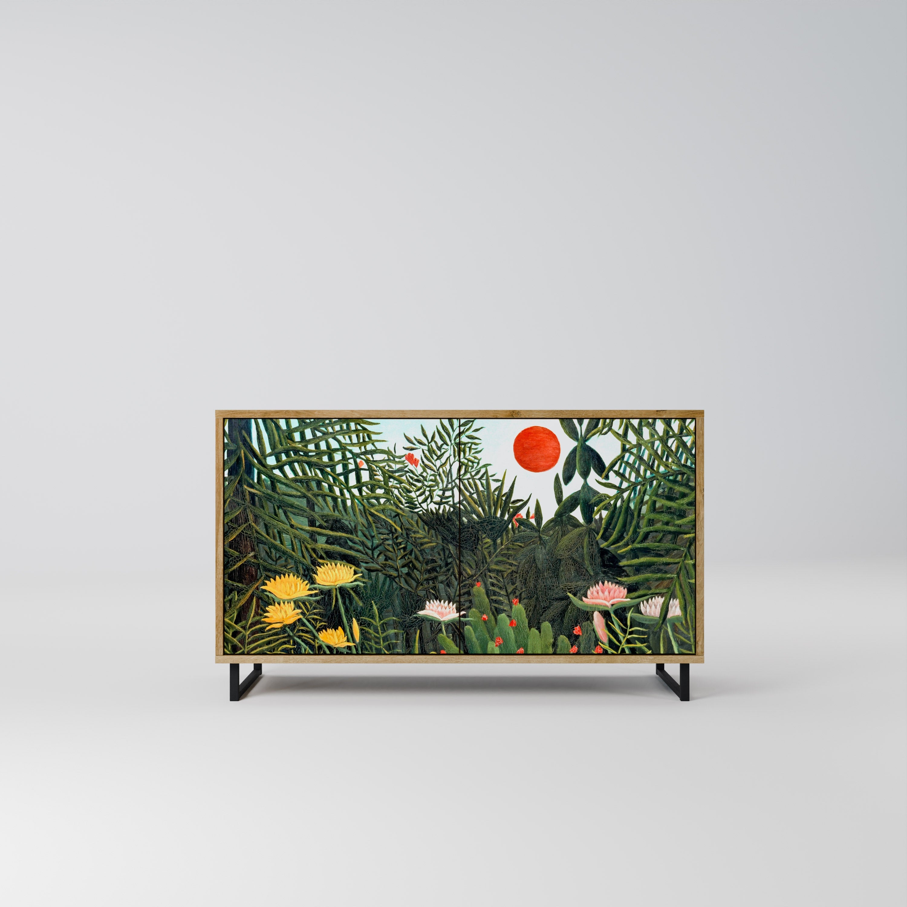 VIRGIN FOREST WITH SUNSET Sideboard mit 2 Türen in Eichenoptik