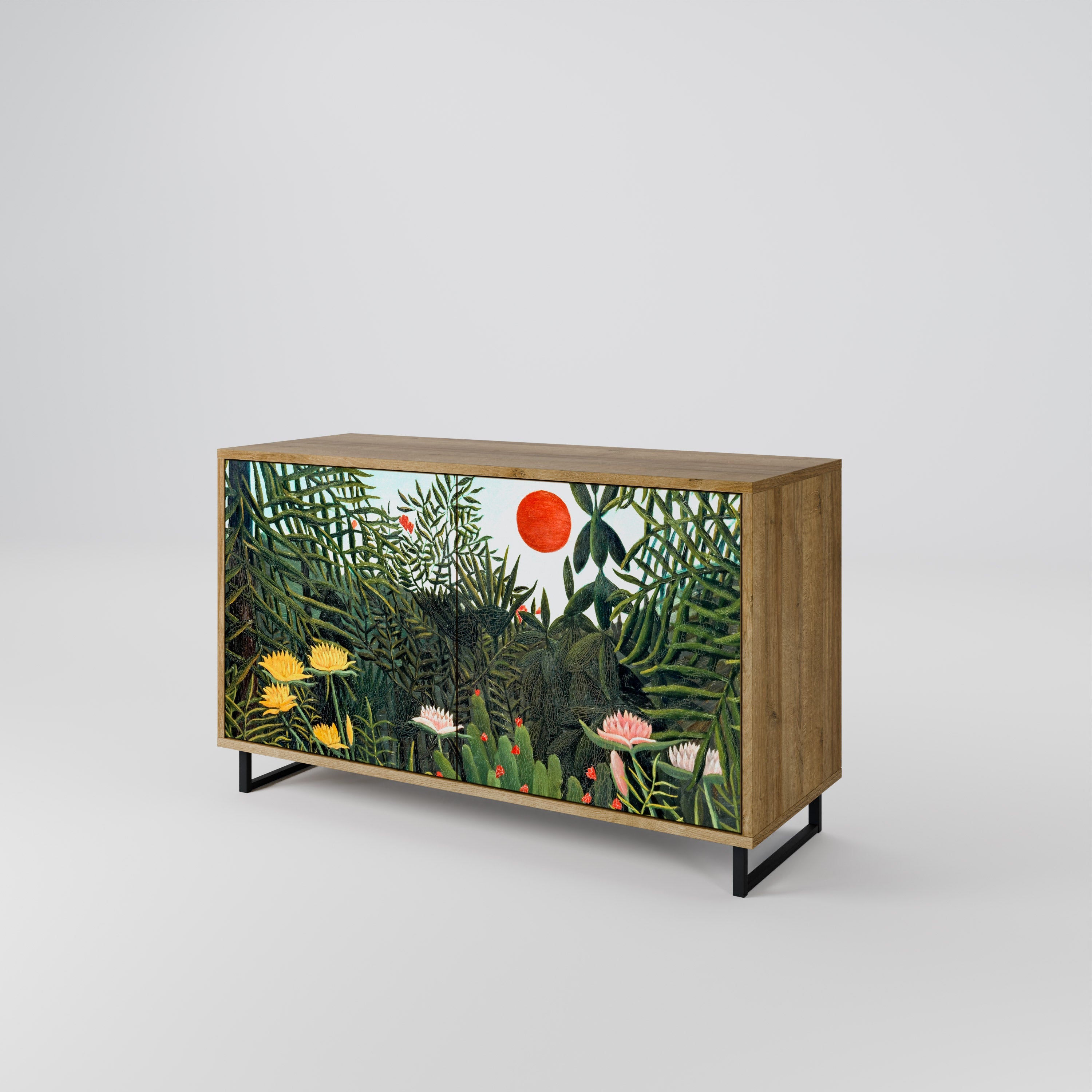 VIRGIN FOREST WITH SUNSET Sideboard mit 2 Türen in Eichenoptik