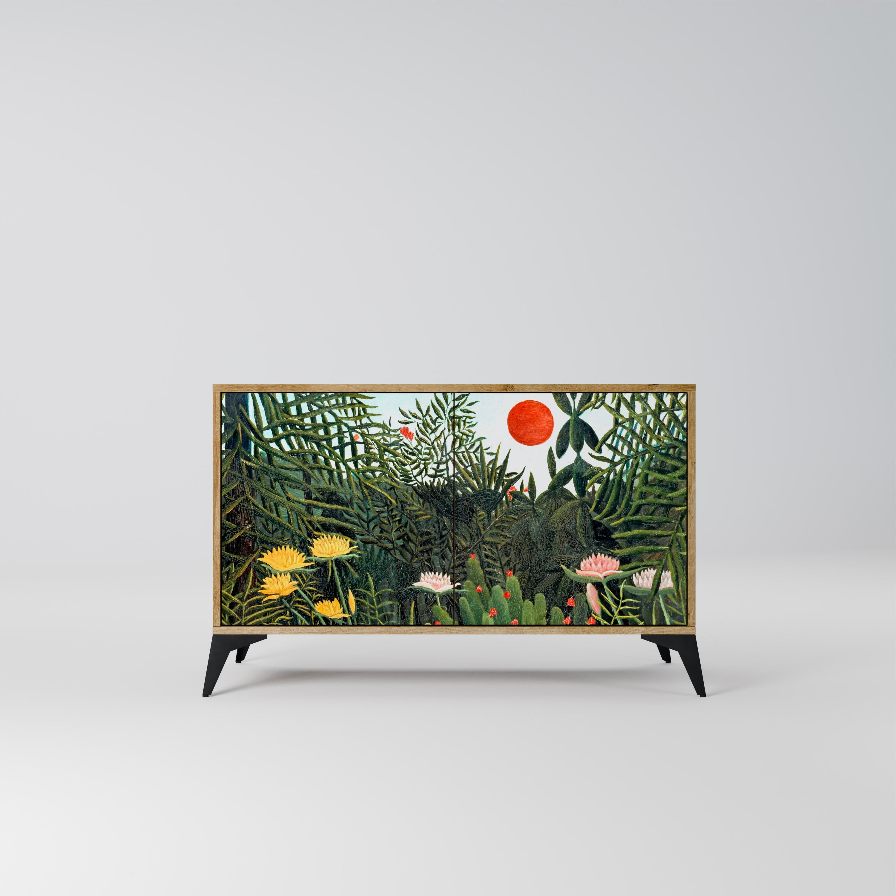 VIRGIN FOREST WITH SUNSET Sideboard mit 2 Türen in Eichenoptik