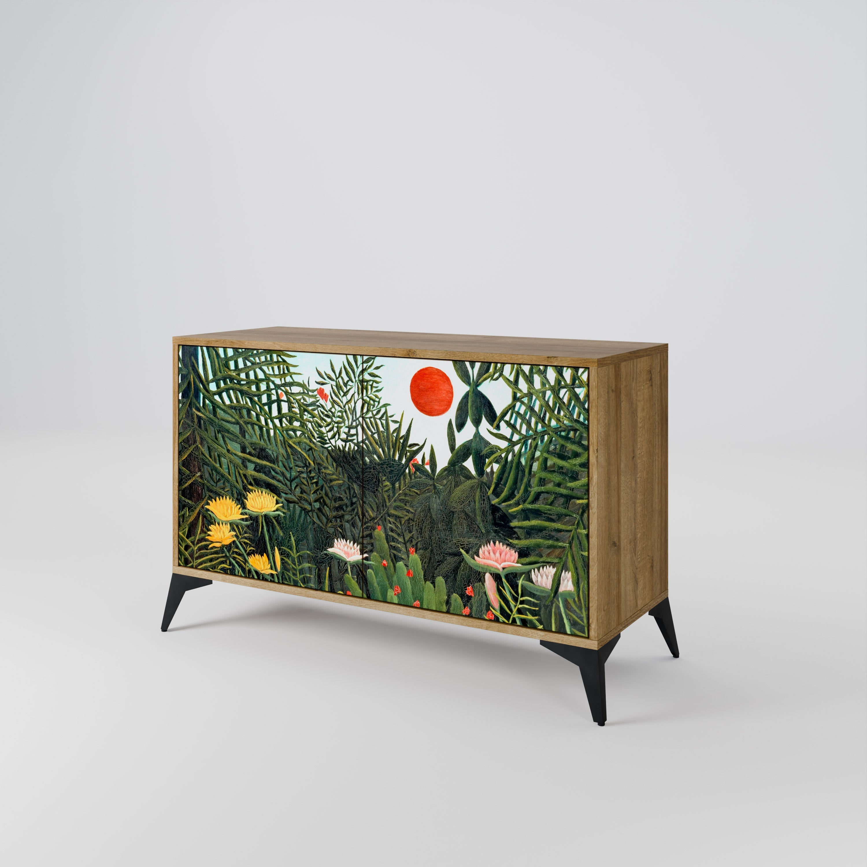 VIRGIN FOREST WITH SUNSET Sideboard mit 2 Türen in Eichenoptik