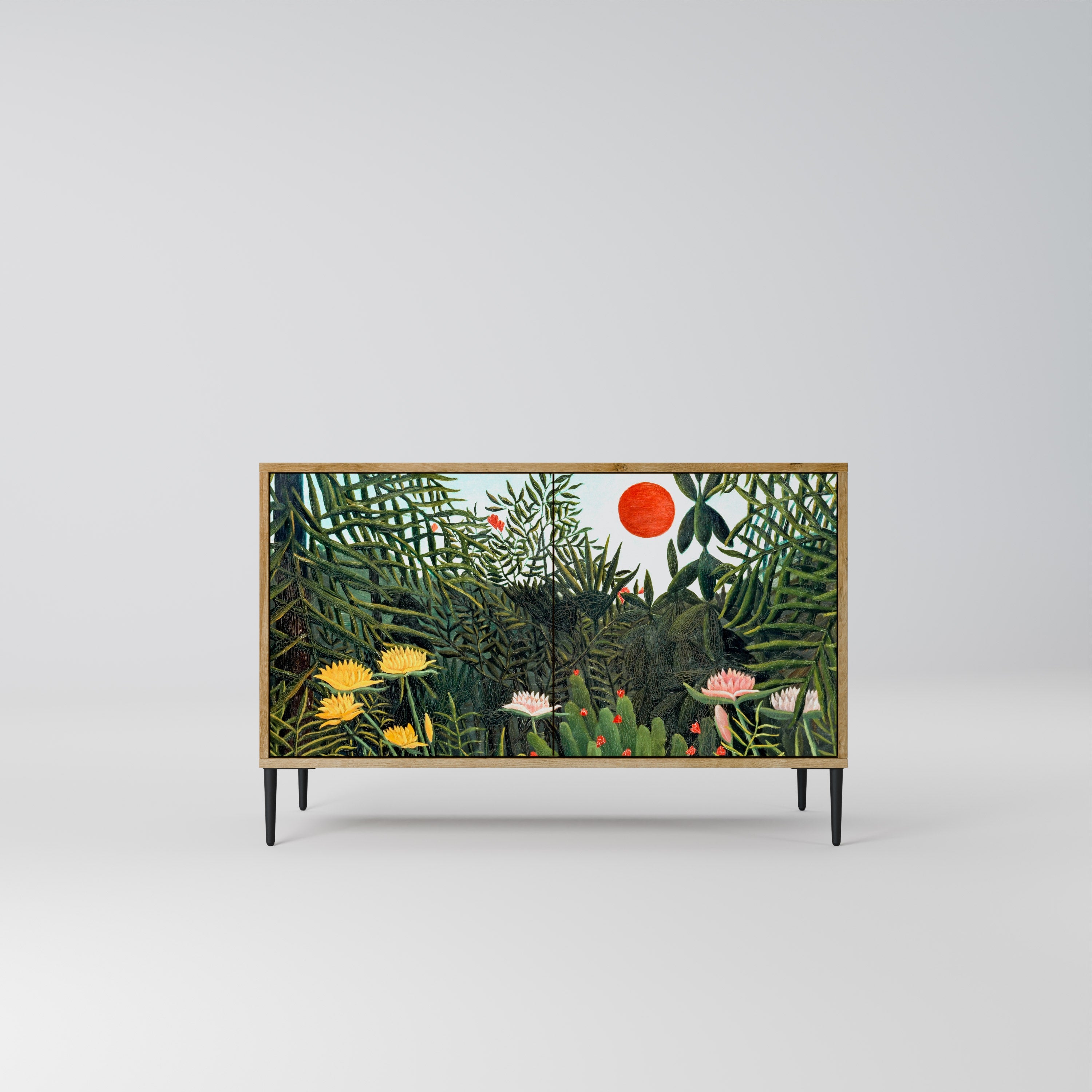 VIRGIN FOREST WITH SUNSET Sideboard mit 2 Türen in Eichenoptik