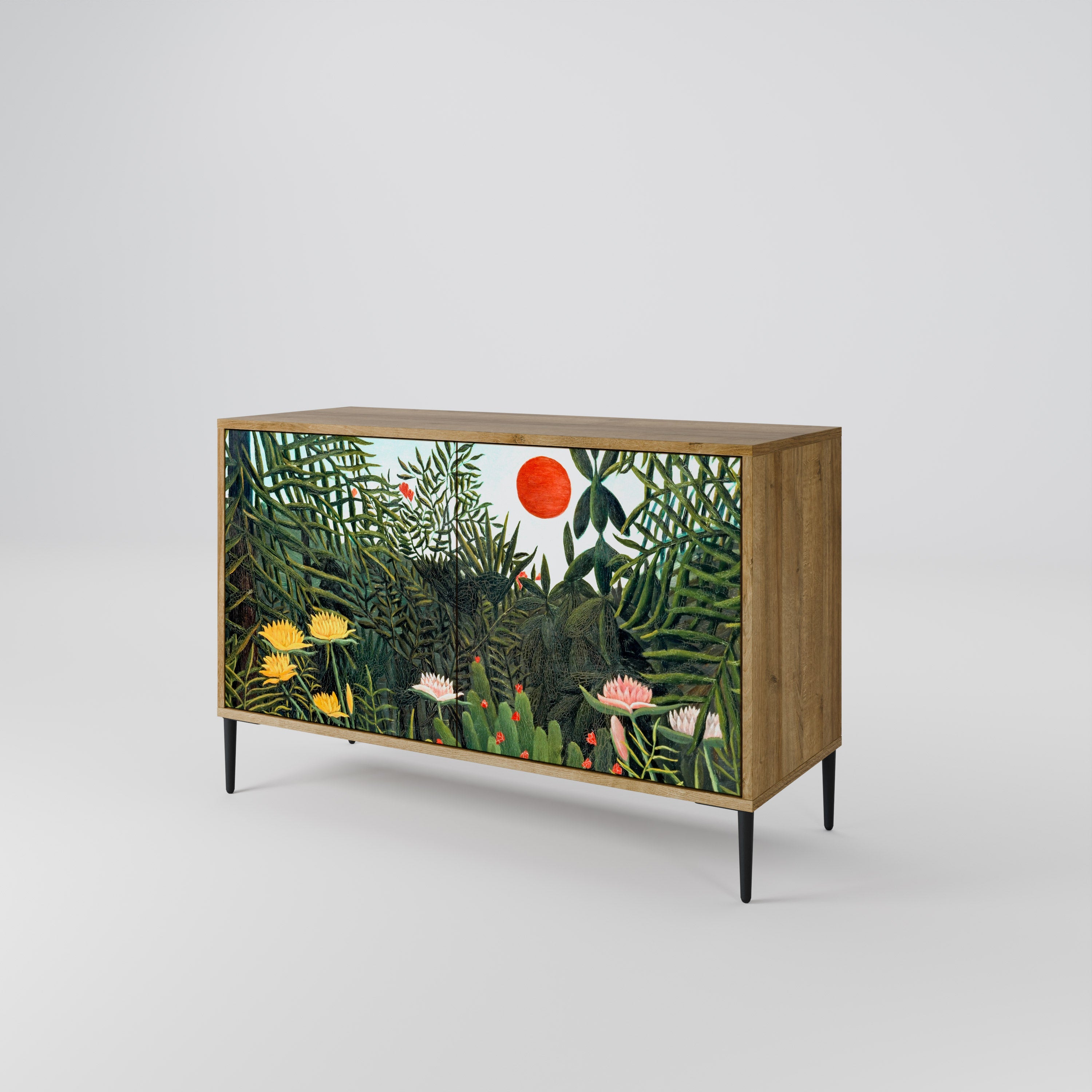 VIRGIN FOREST WITH SUNSET Sideboard mit 2 Türen in Eichenoptik