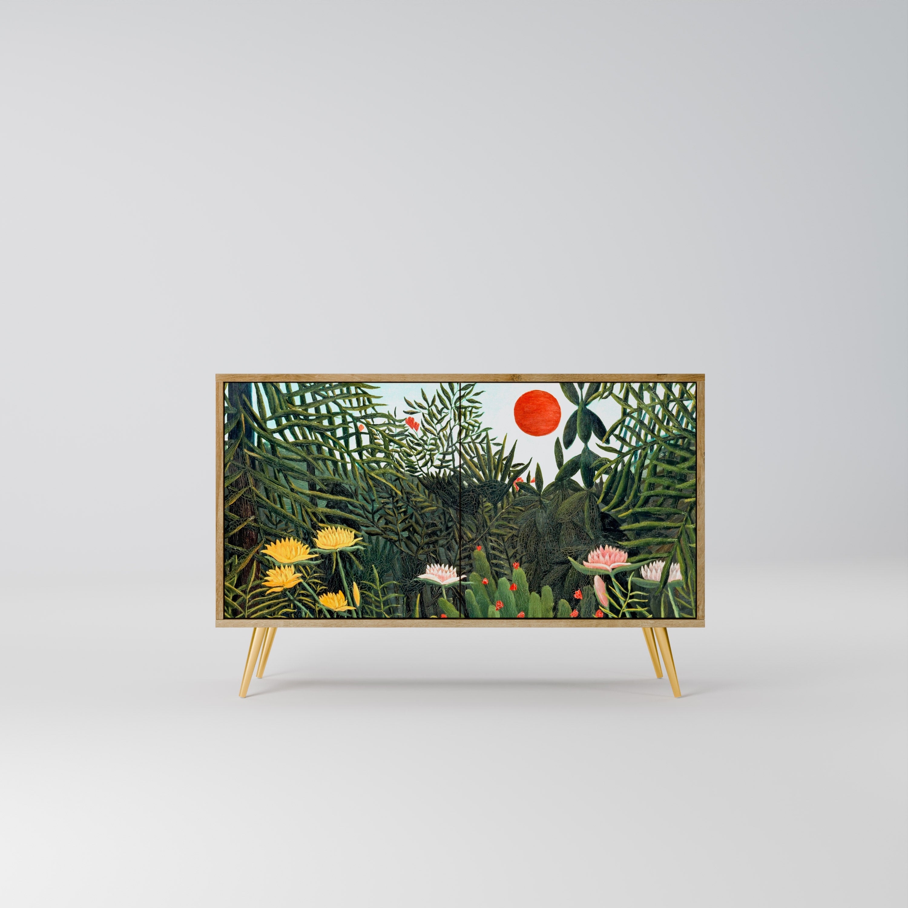 VIRGIN FOREST WITH SUNSET Sideboard mit 2 Türen in Eichenoptik