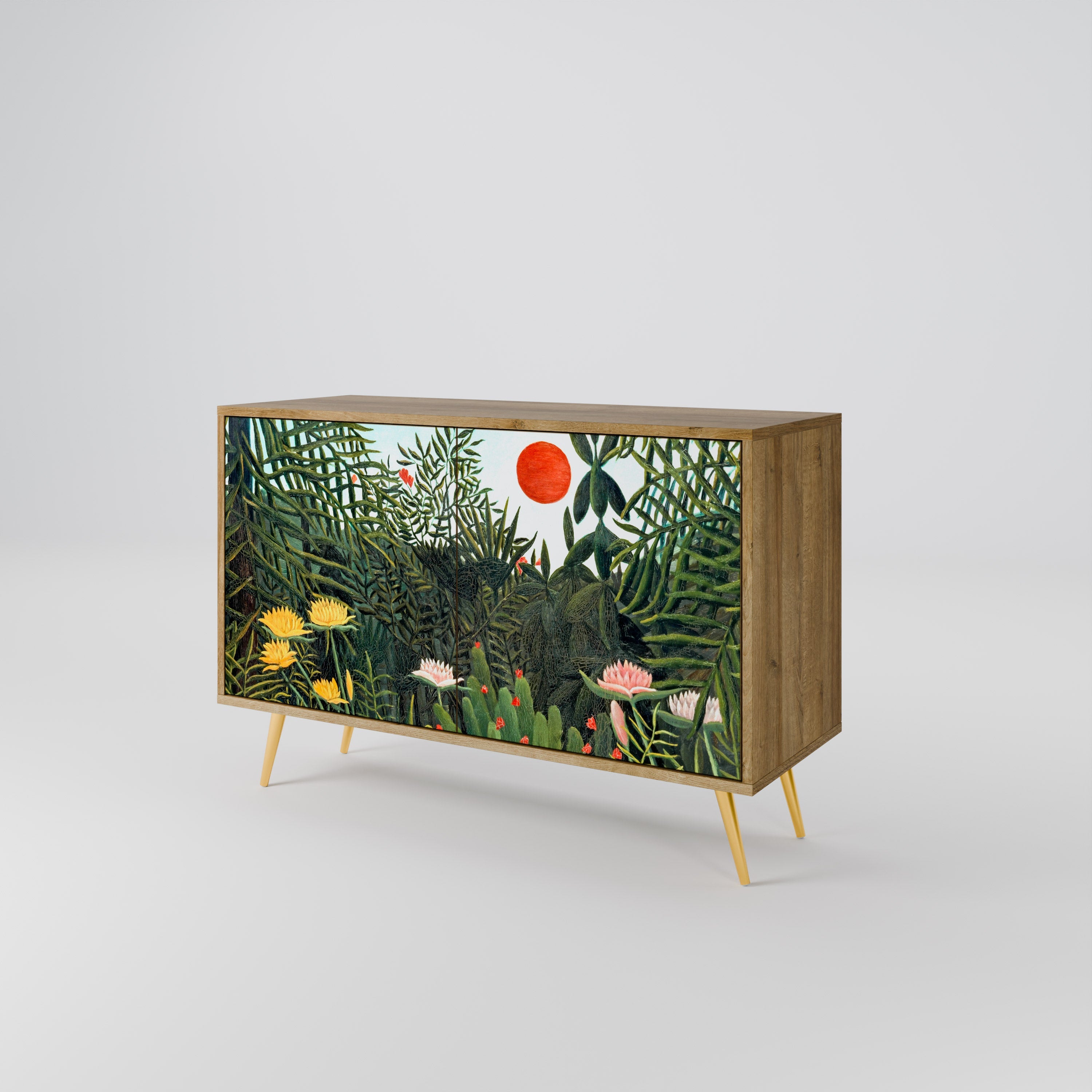 VIRGIN FOREST WITH SUNSET Sideboard mit 2 Türen in Eichenoptik