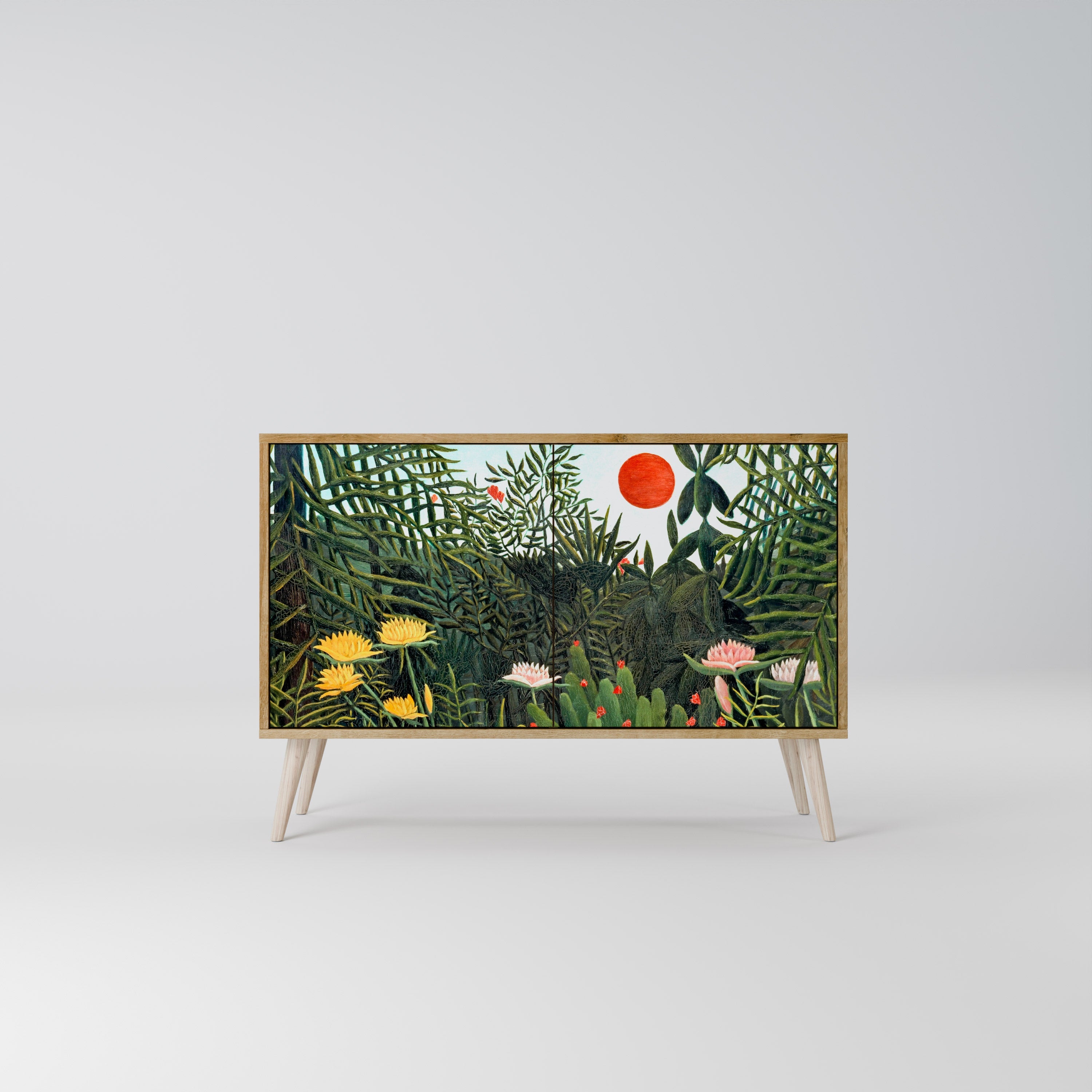 VIRGIN FOREST WITH SUNSET Sideboard mit 2 Türen in Eichenoptik
