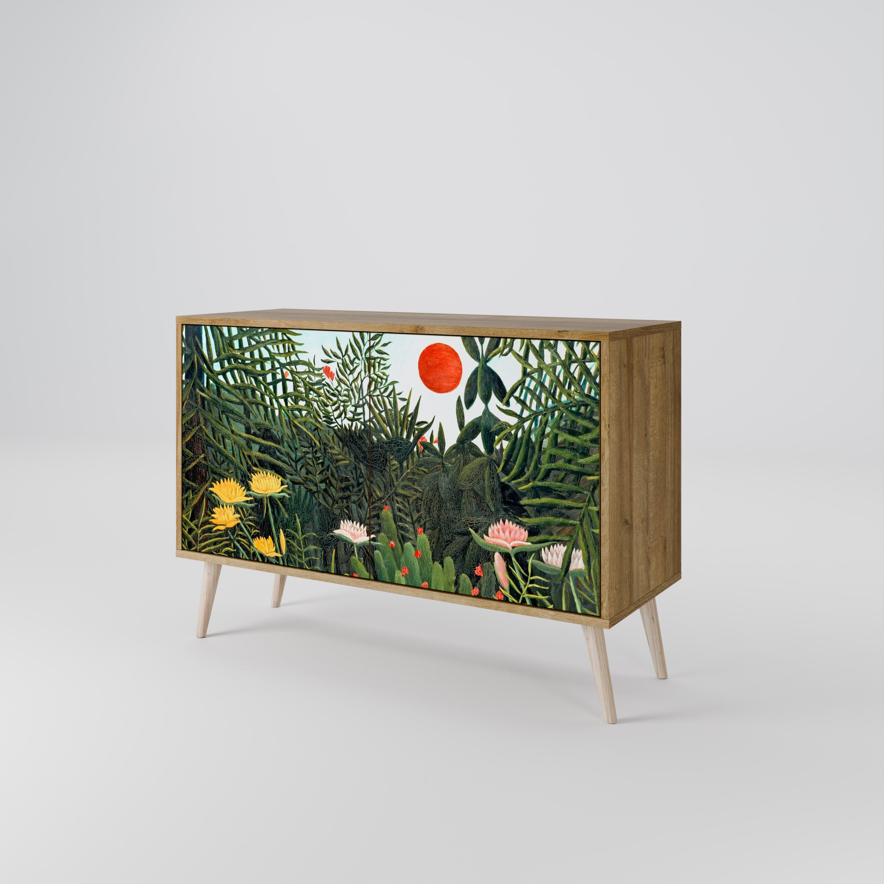 VIRGIN FOREST WITH SUNSET Sideboard mit 2 Türen in Eichenoptik