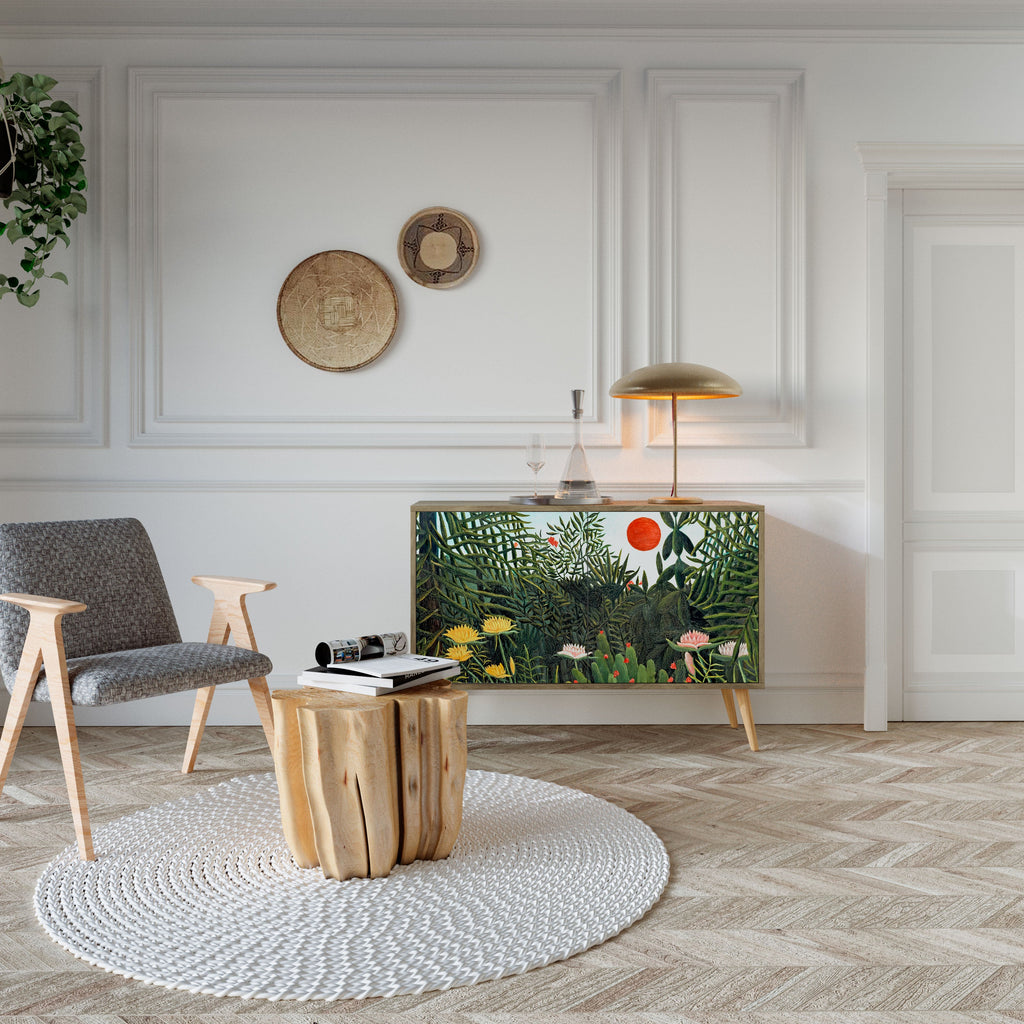 VIRGIN FOREST WITH SUNSET Sideboard mit 2 Türen in Eichenoptik