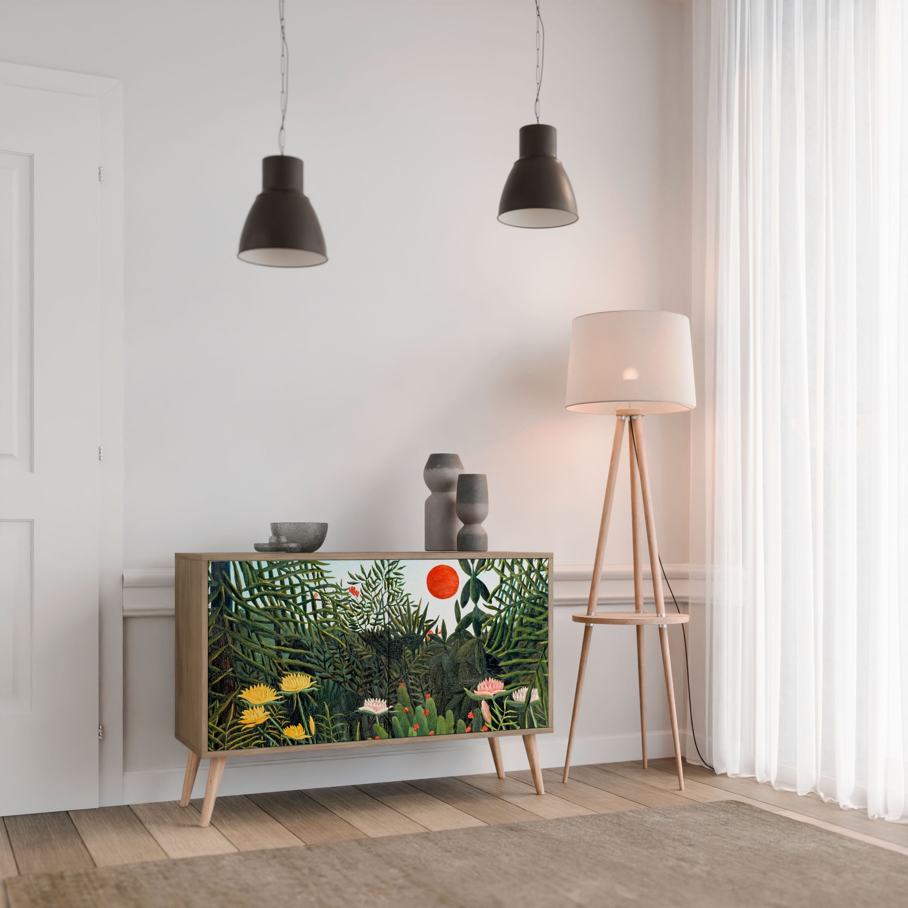 VIRGIN FOREST WITH SUNSET Sideboard mit 2 Türen in Eichenoptik