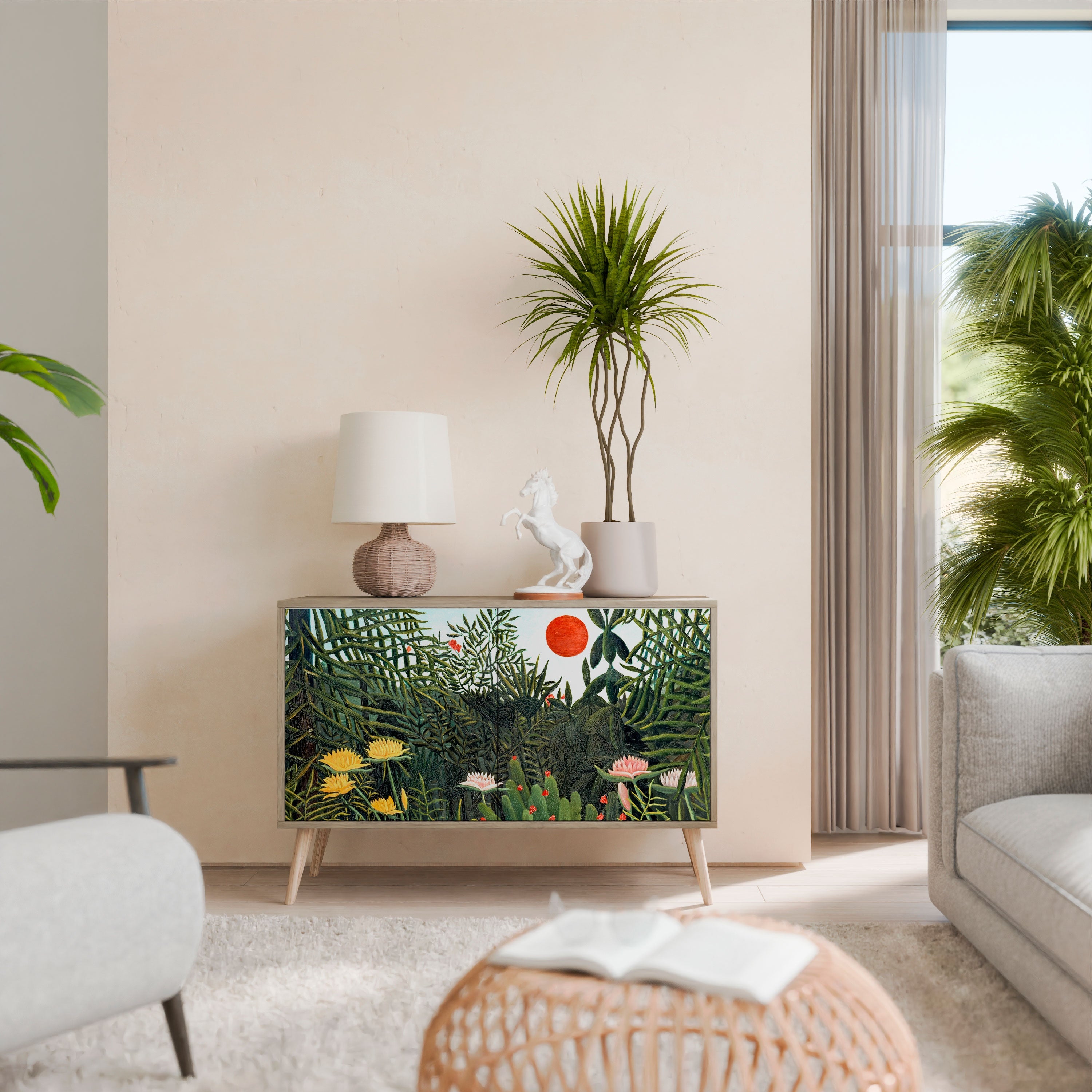 VIRGIN FOREST WITH SUNSET Sideboard mit 2 Türen in Eichenoptik