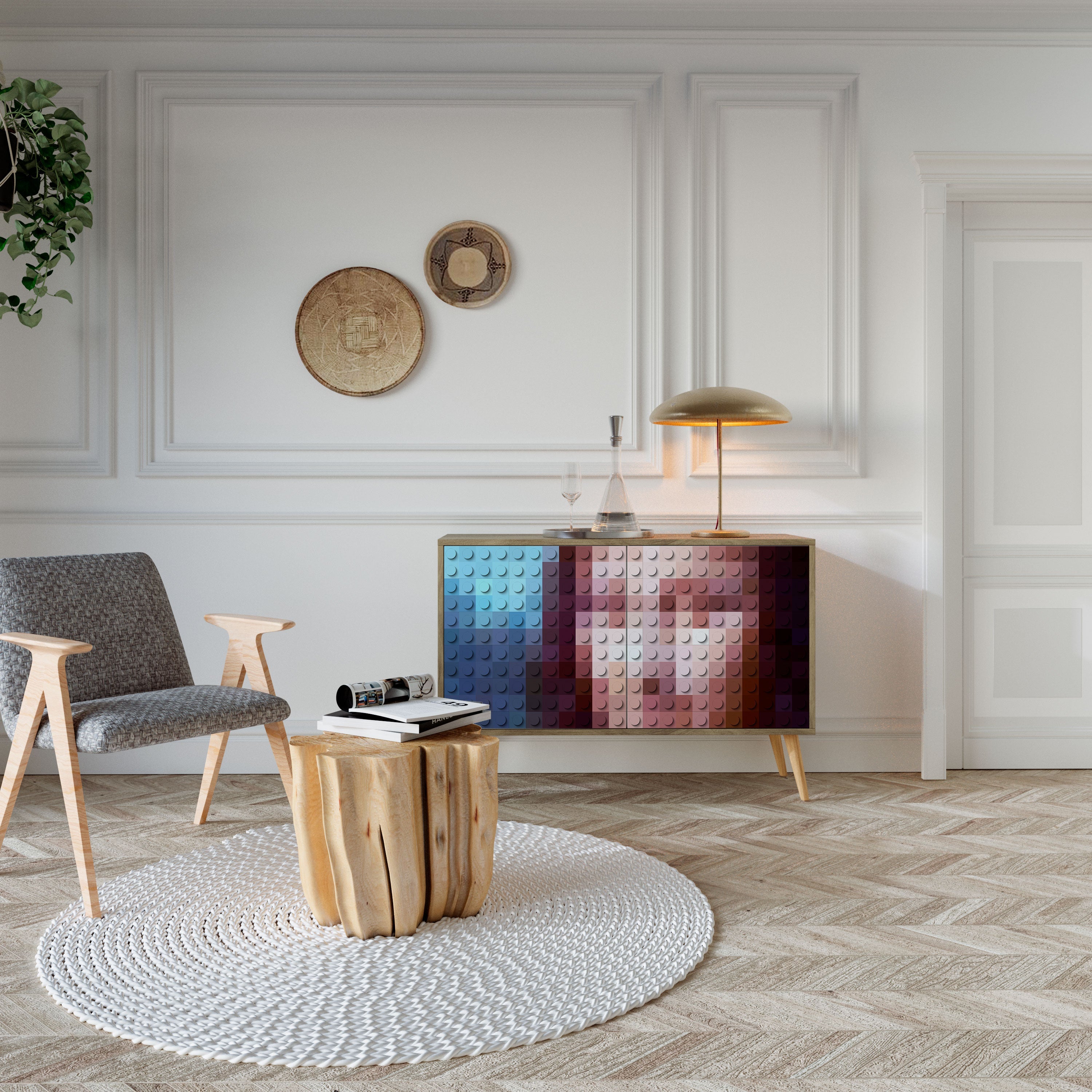 CONSTRUCTIVE ART Sideboard mit 2 Türen in Eichenoptik