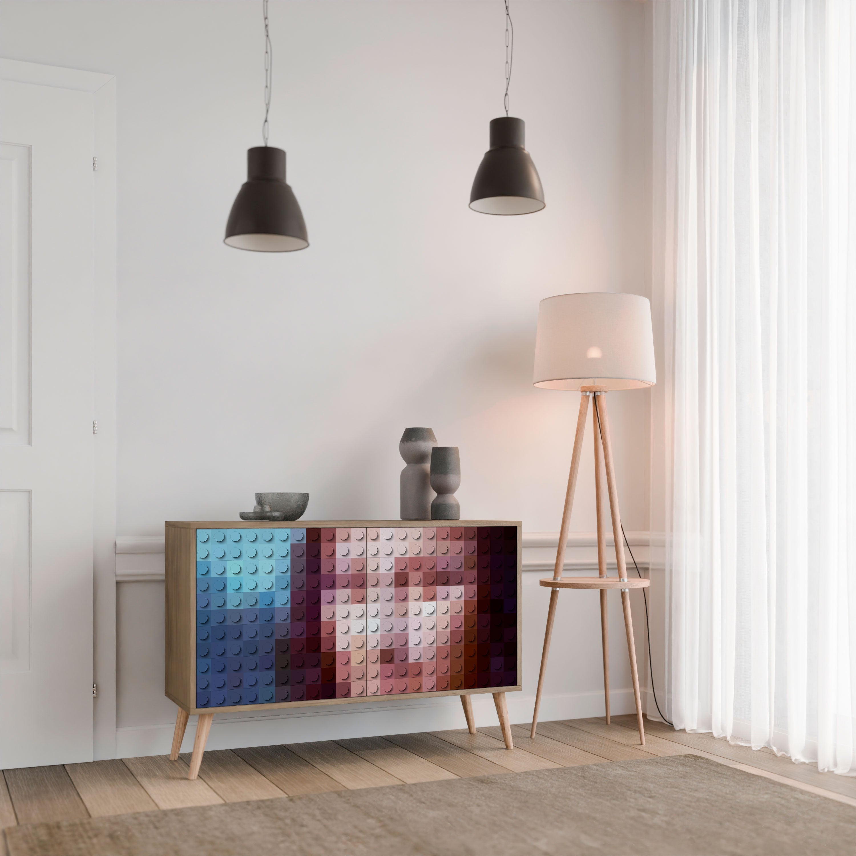 CONSTRUCTIVE ART Sideboard mit 2 Türen in Eichenoptik