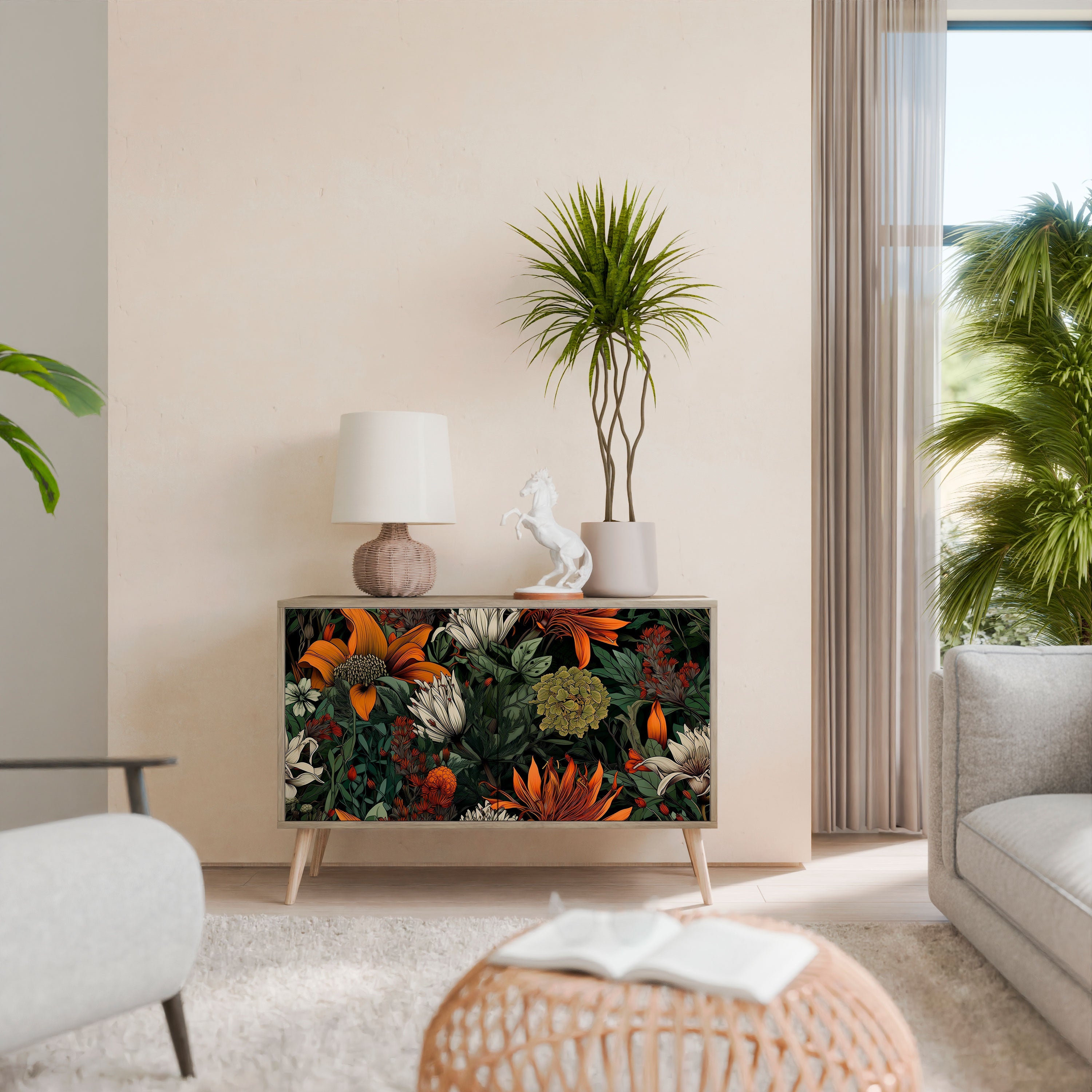MIDNIGHT SPROUT Sideboard mit 2 Türen in Eichenoptik