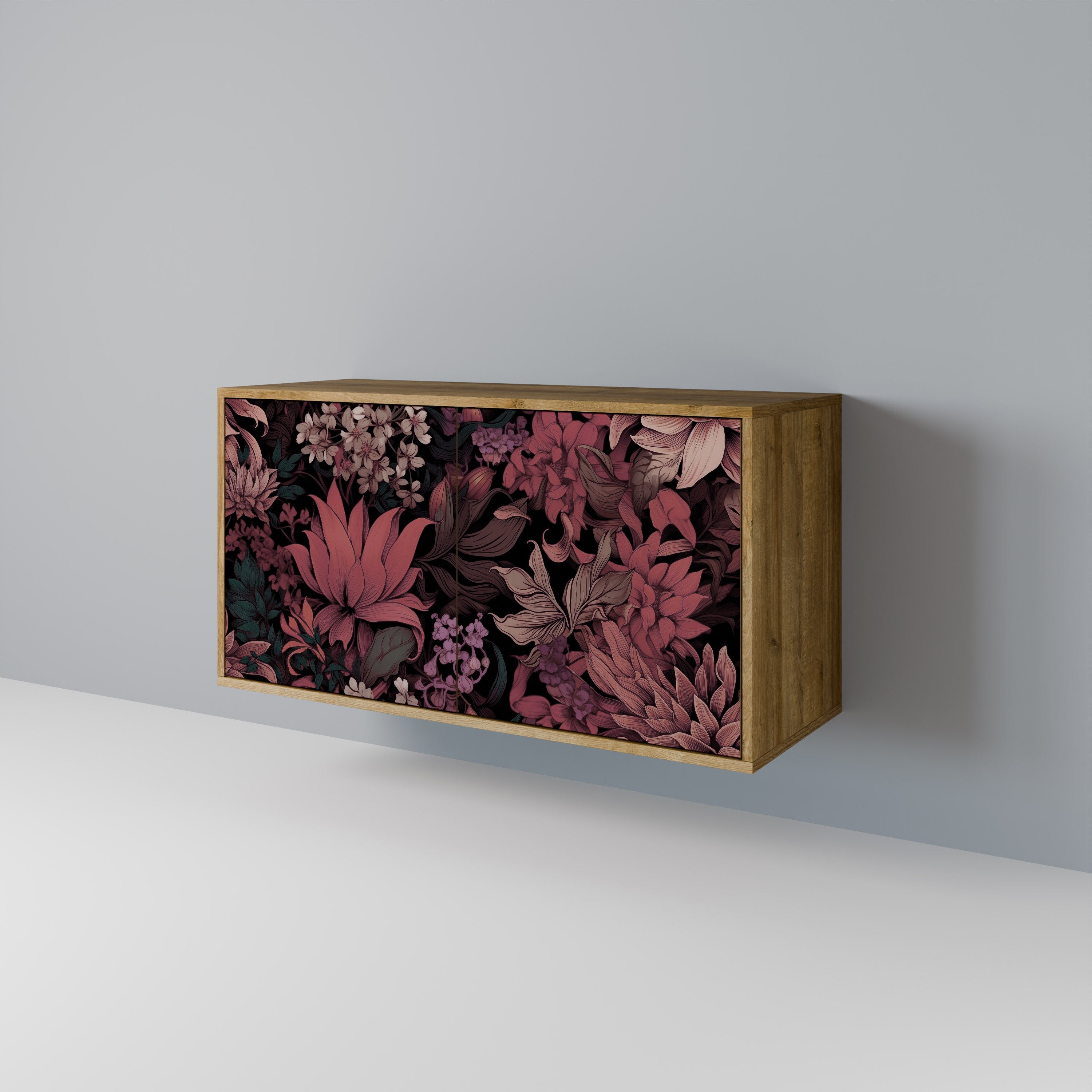 FLORAL WHISPER Sideboard mit 2 Türen in Eichenoptik