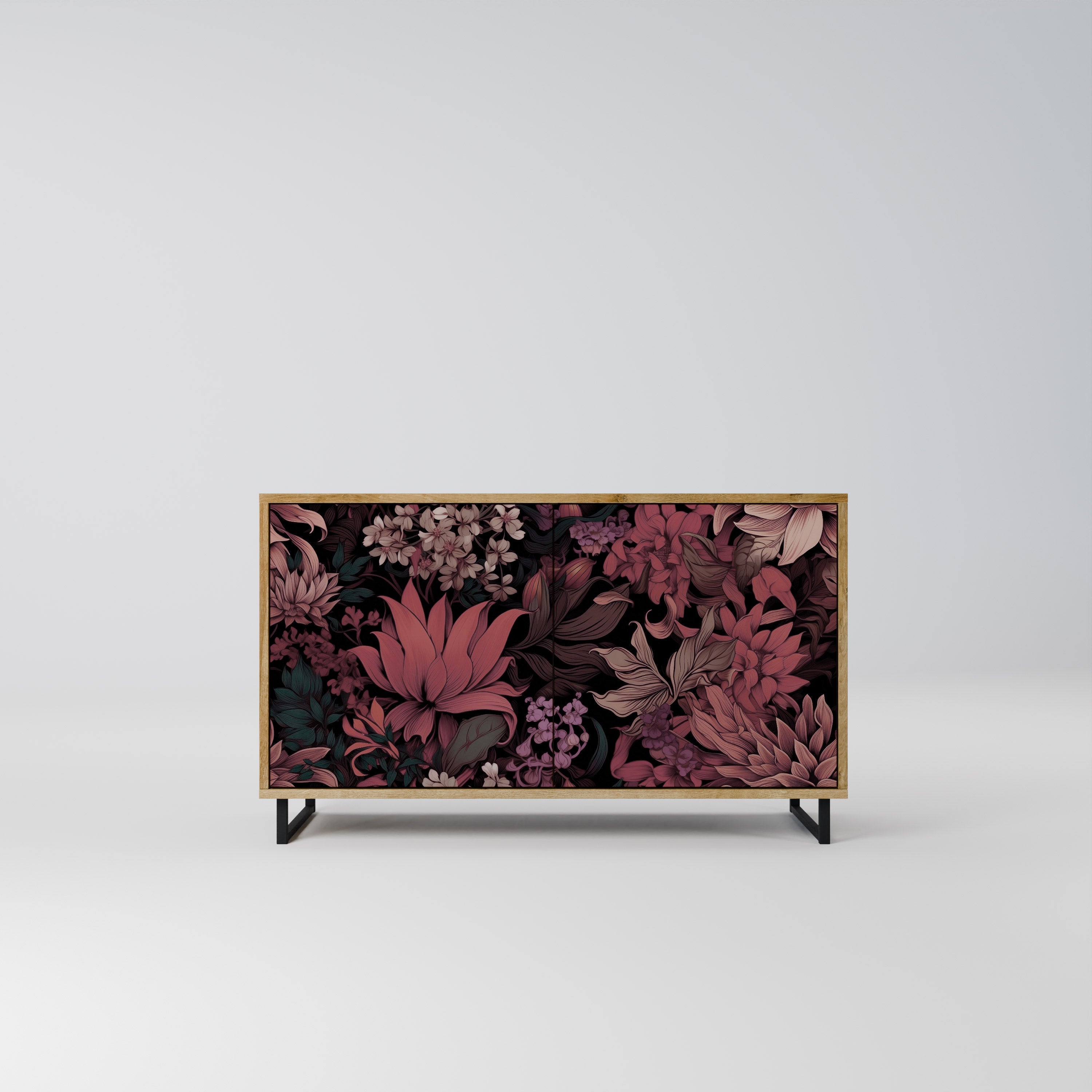 FLORAL WHISPER Sideboard mit 2 Türen in Eichenoptik