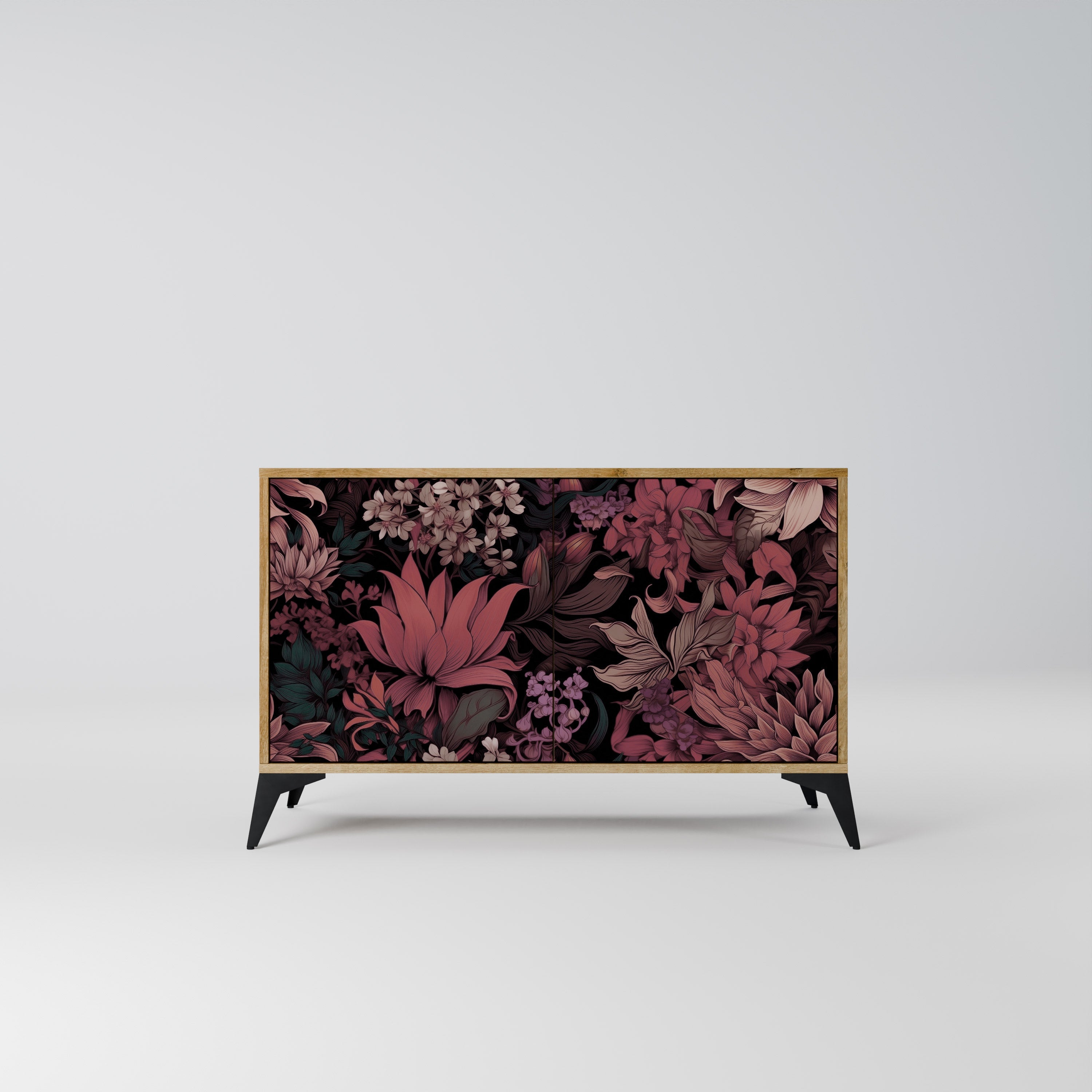 FLORAL WHISPER Sideboard mit 2 Türen in Eichenoptik