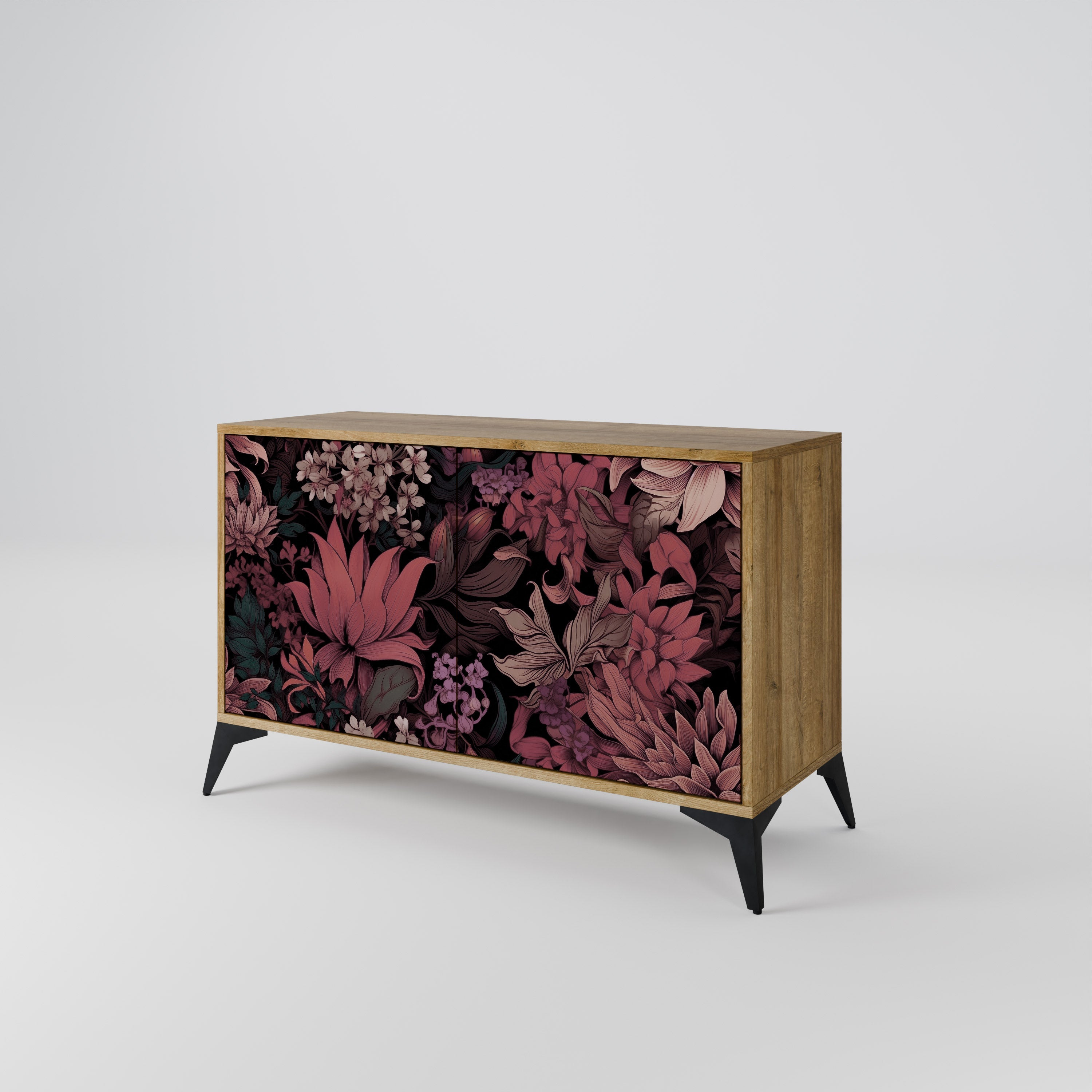 FLORAL WHISPER Sideboard mit 2 Türen in Eichenoptik