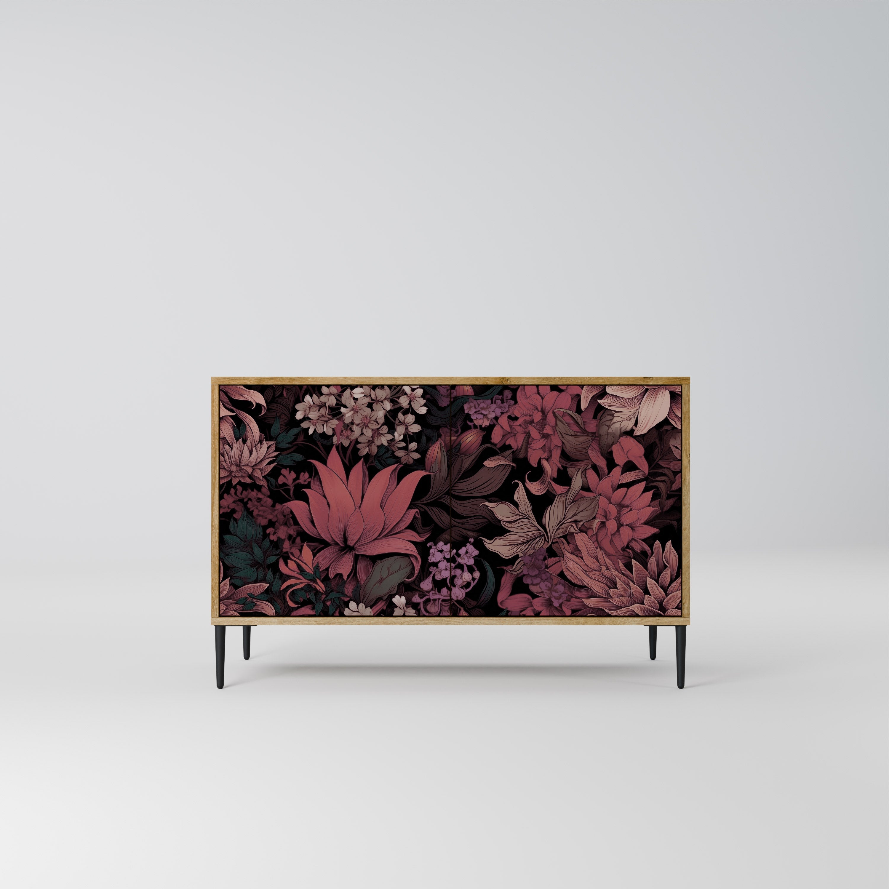 FLORAL WHISPER Sideboard mit 2 Türen in Eichenoptik