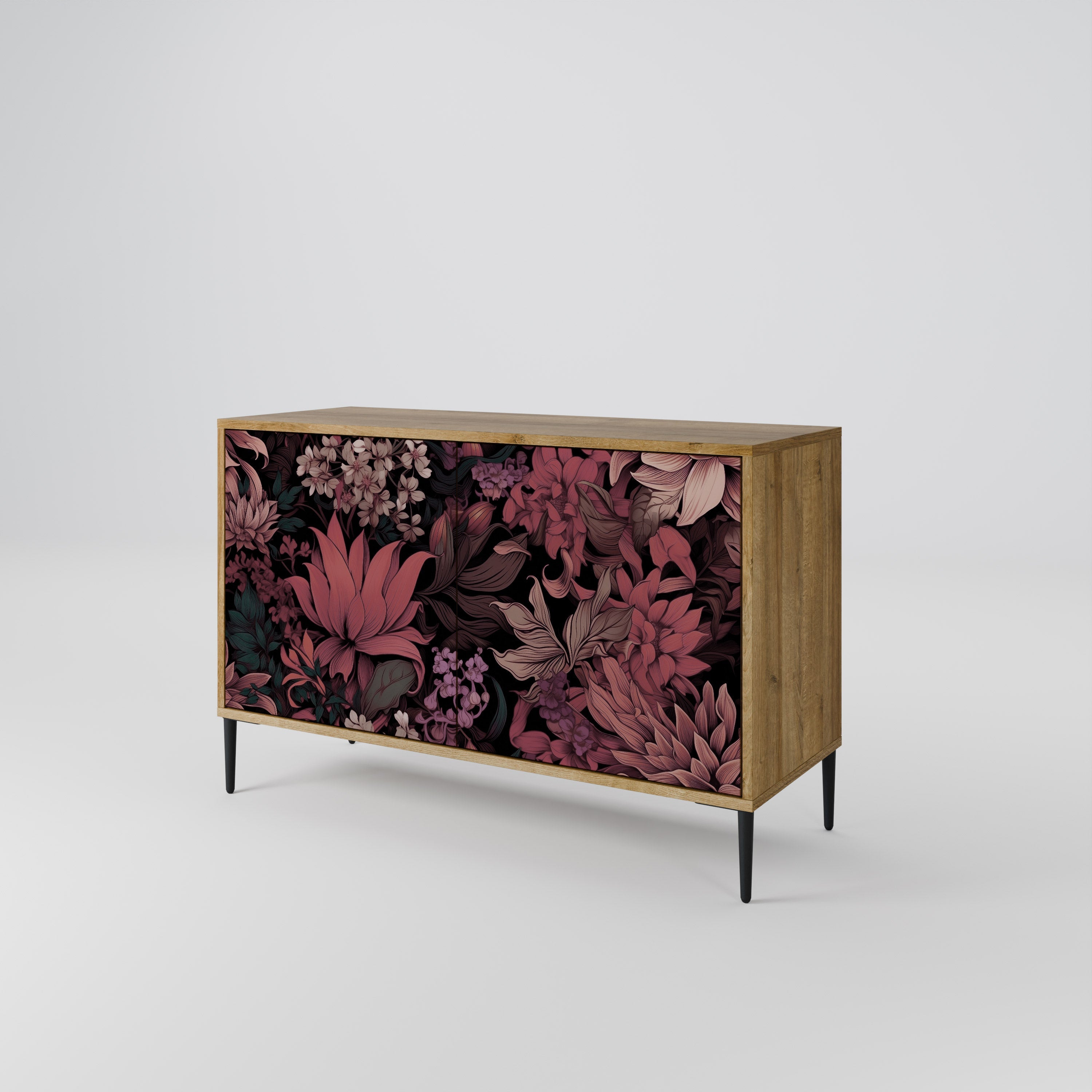 FLORAL WHISPER Sideboard mit 2 Türen in Eichenoptik