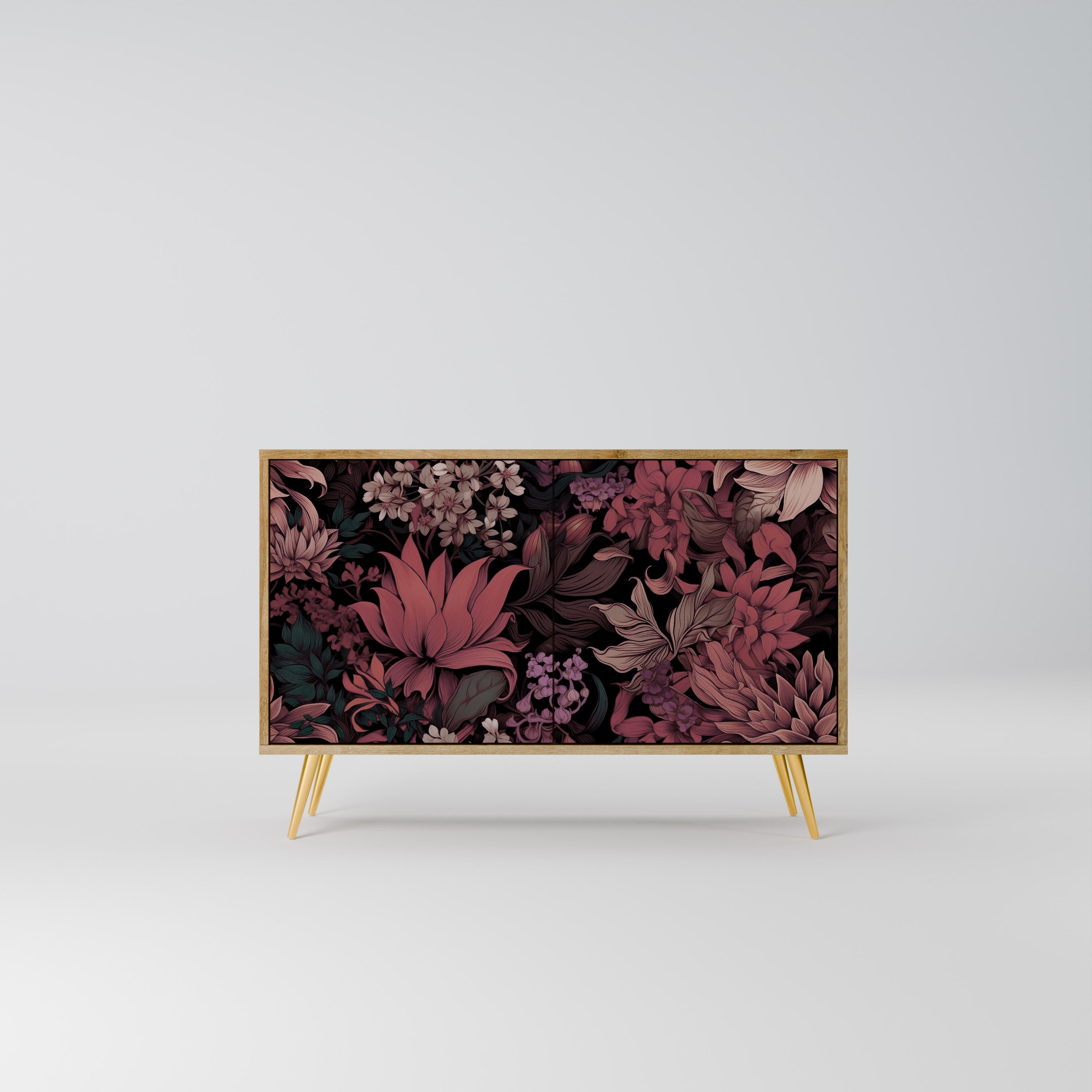 FLORAL WHISPER Sideboard mit 2 Türen in Eichenoptik