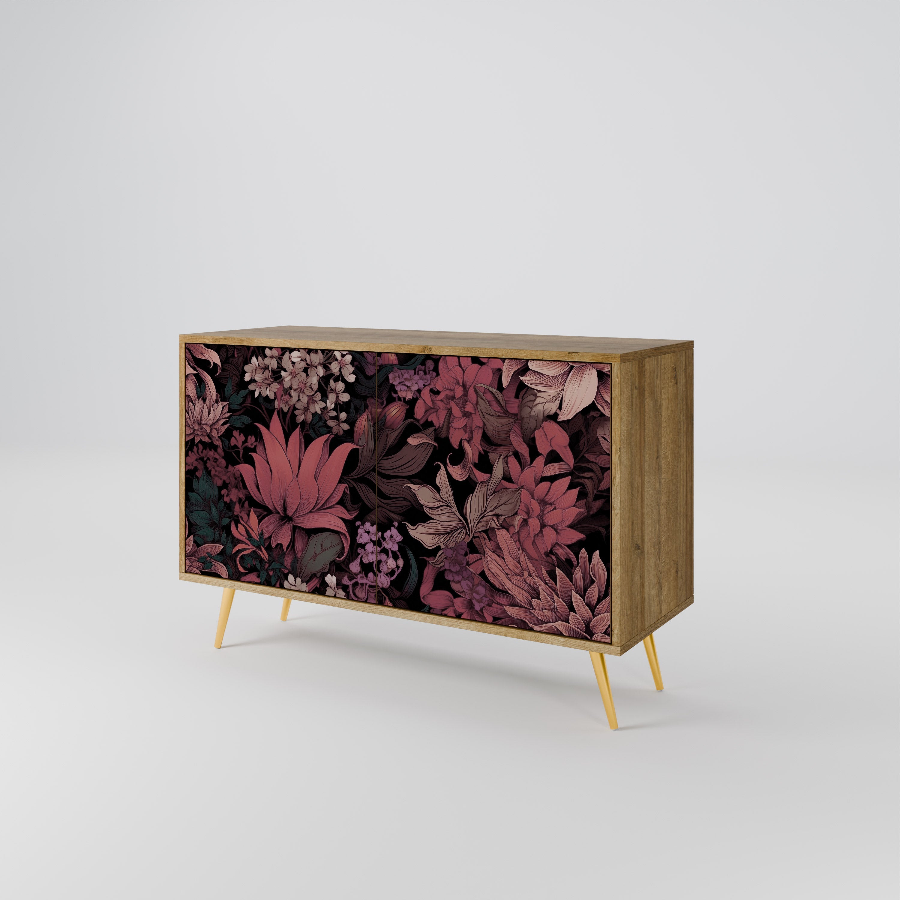 FLORAL WHISPER Sideboard mit 2 Türen in Eichenoptik
