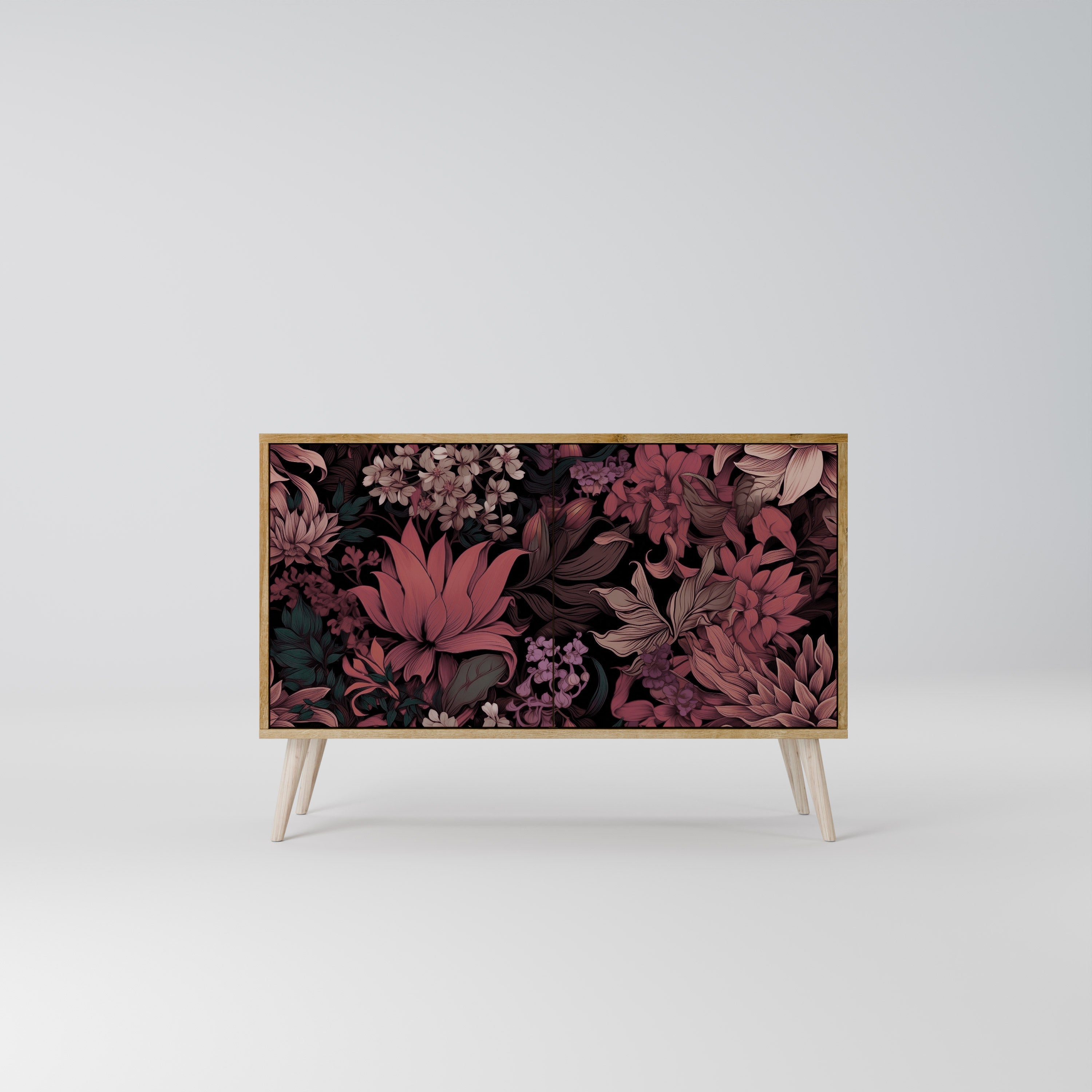 FLORAL WHISPER Sideboard mit 2 Türen in Eichenoptik