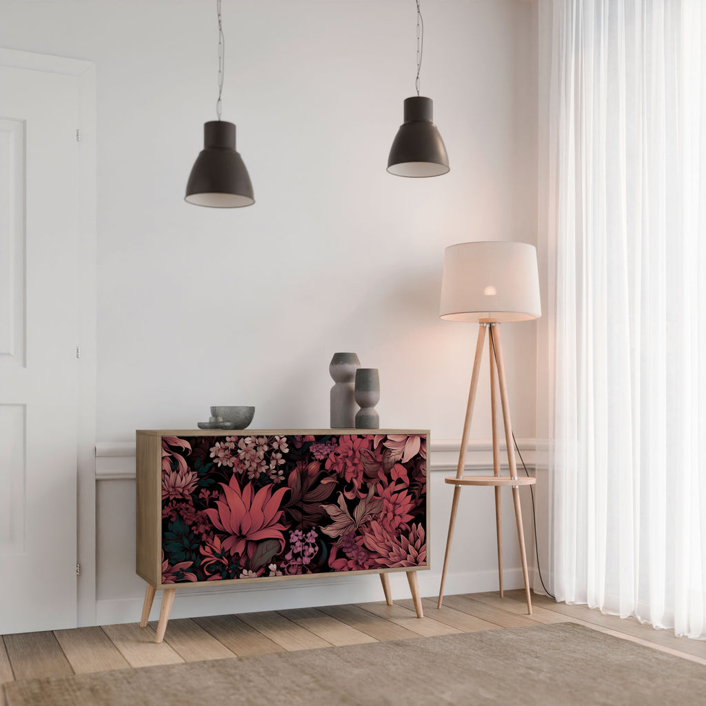 FLORAL WHISPER Sideboard mit 2 Türen in Eichenoptik