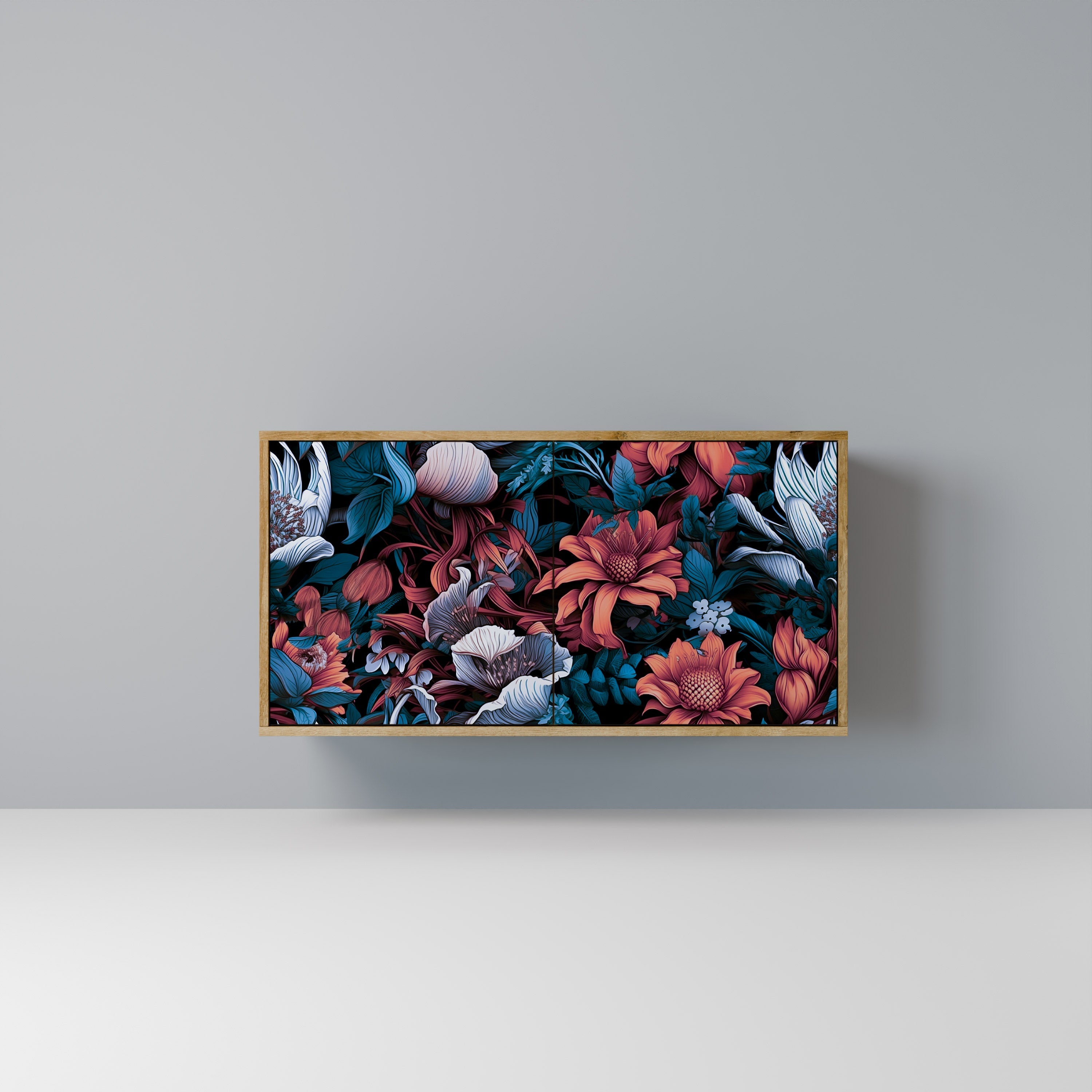 Ethereal Blossoms Sideboard mit 2 Türen in Eichenoptik