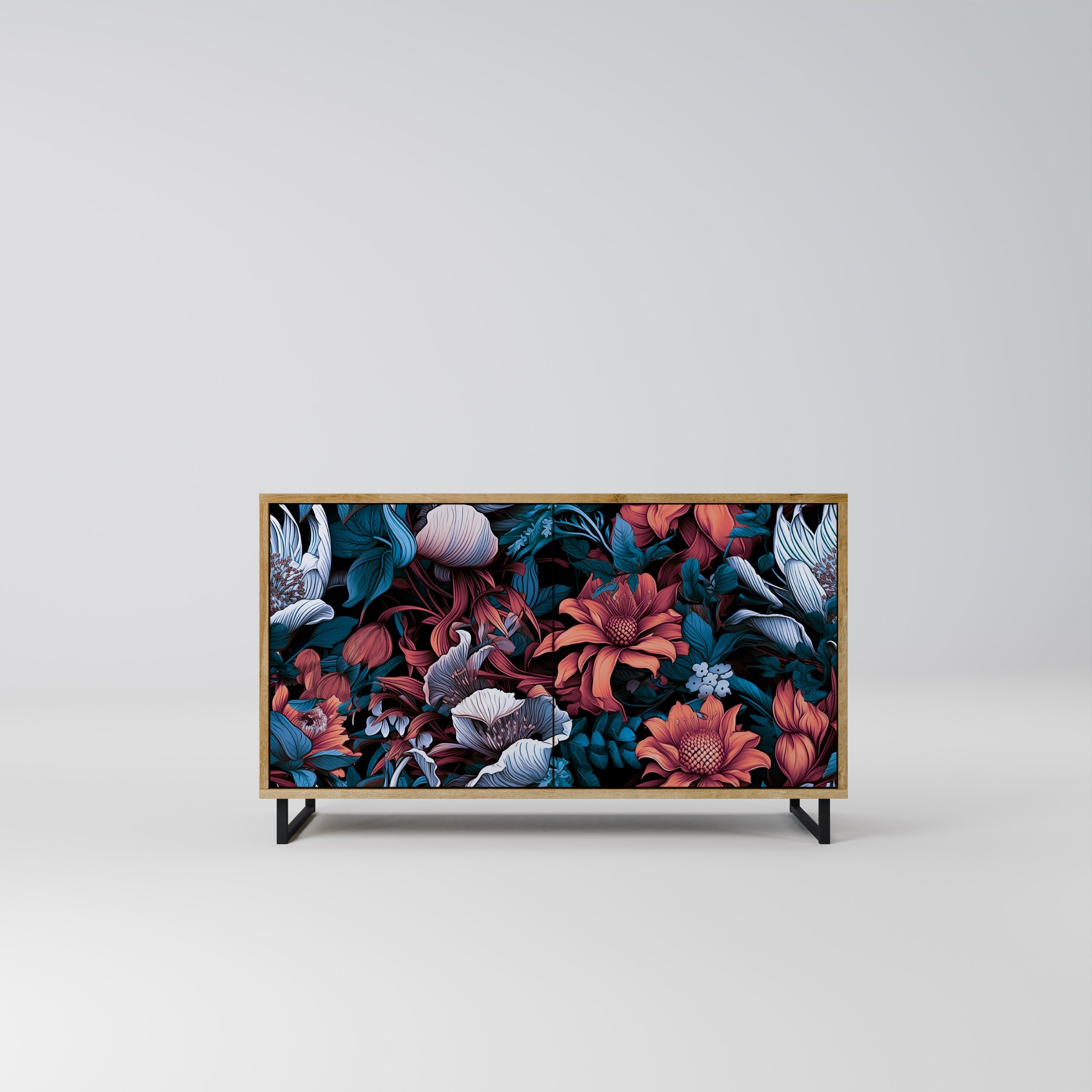 Ethereal Blossoms Sideboard mit 2 Türen in Eichenoptik