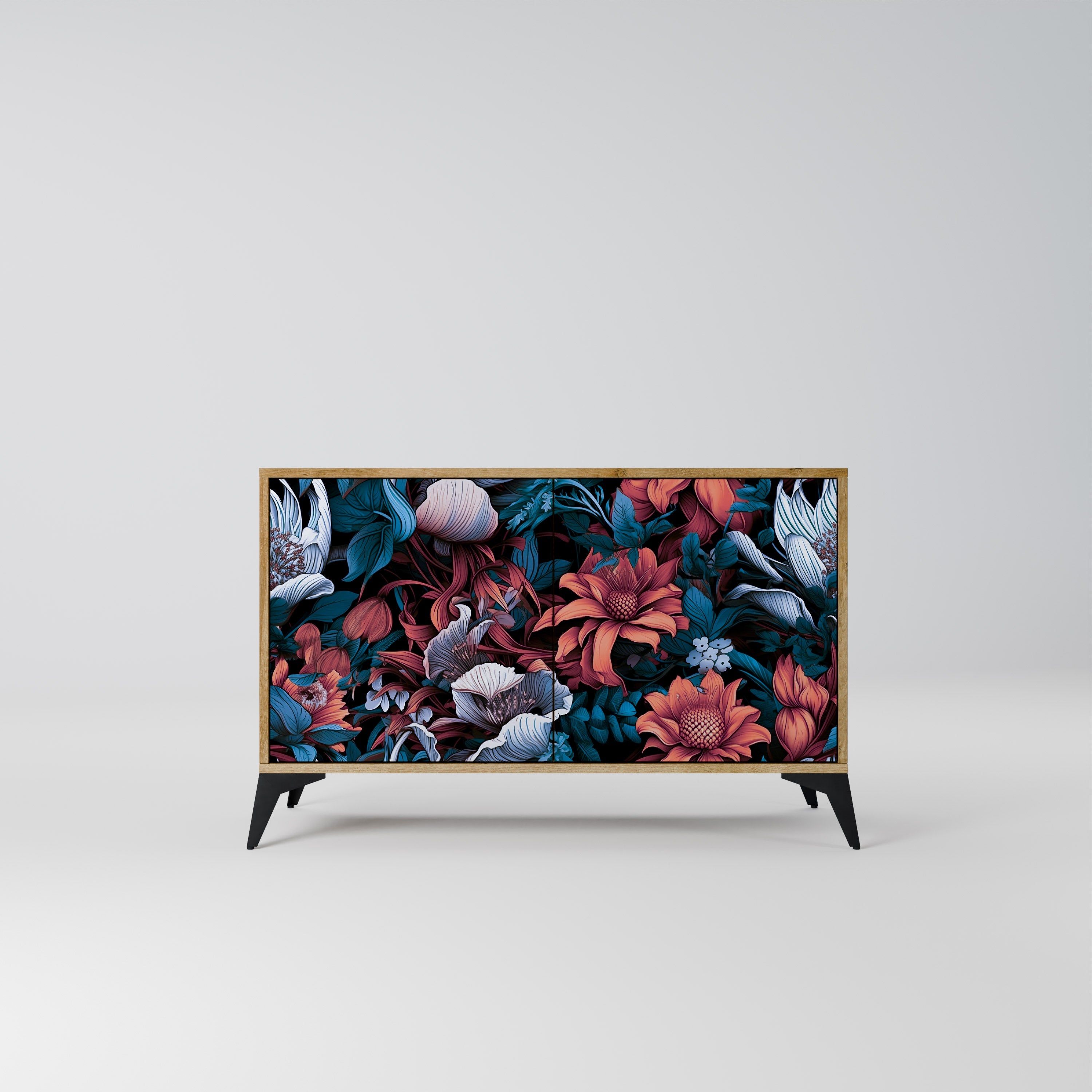 Ethereal Blossoms Sideboard mit 2 Türen in Eichenoptik