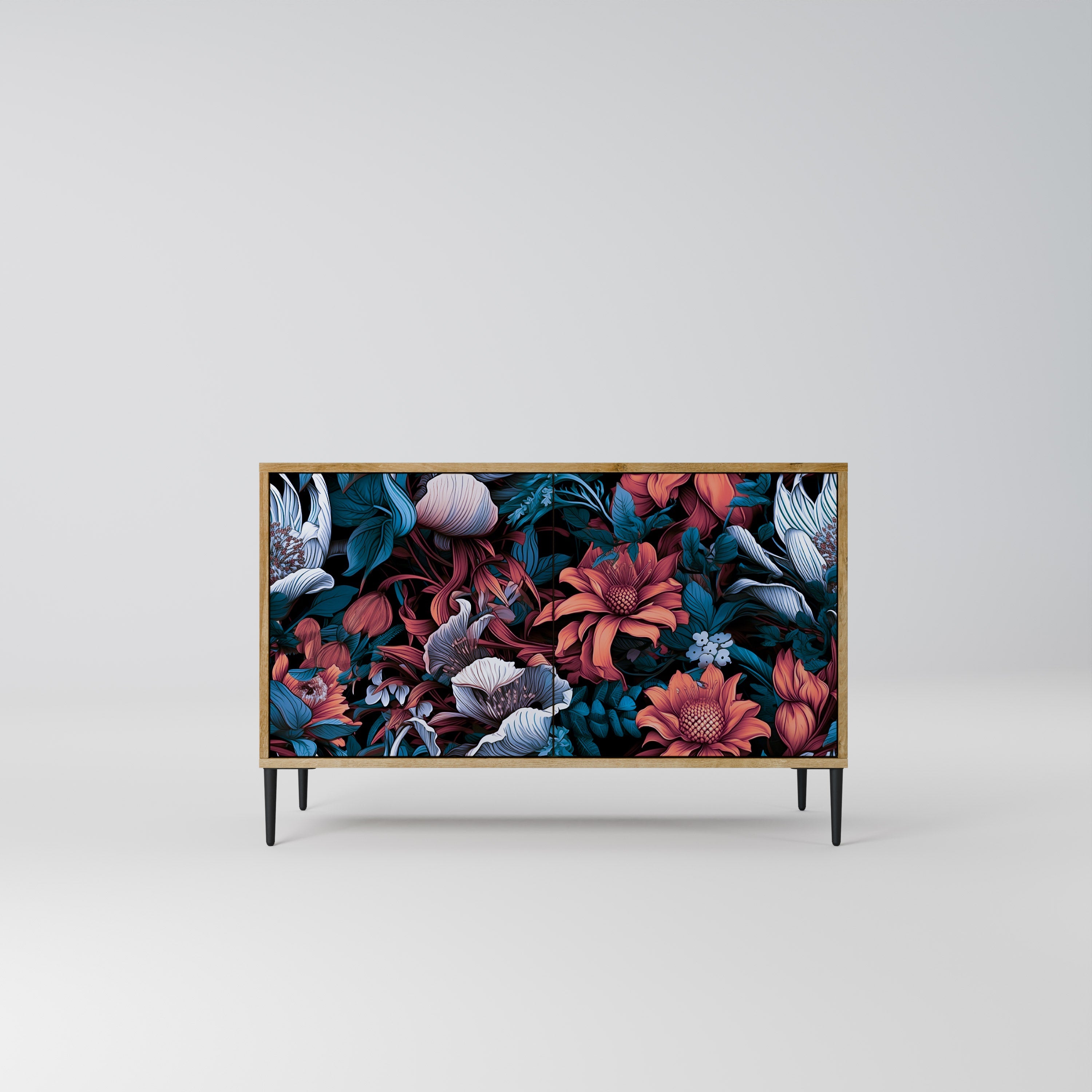 Ethereal Blossoms Sideboard mit 2 Türen in Eichenoptik