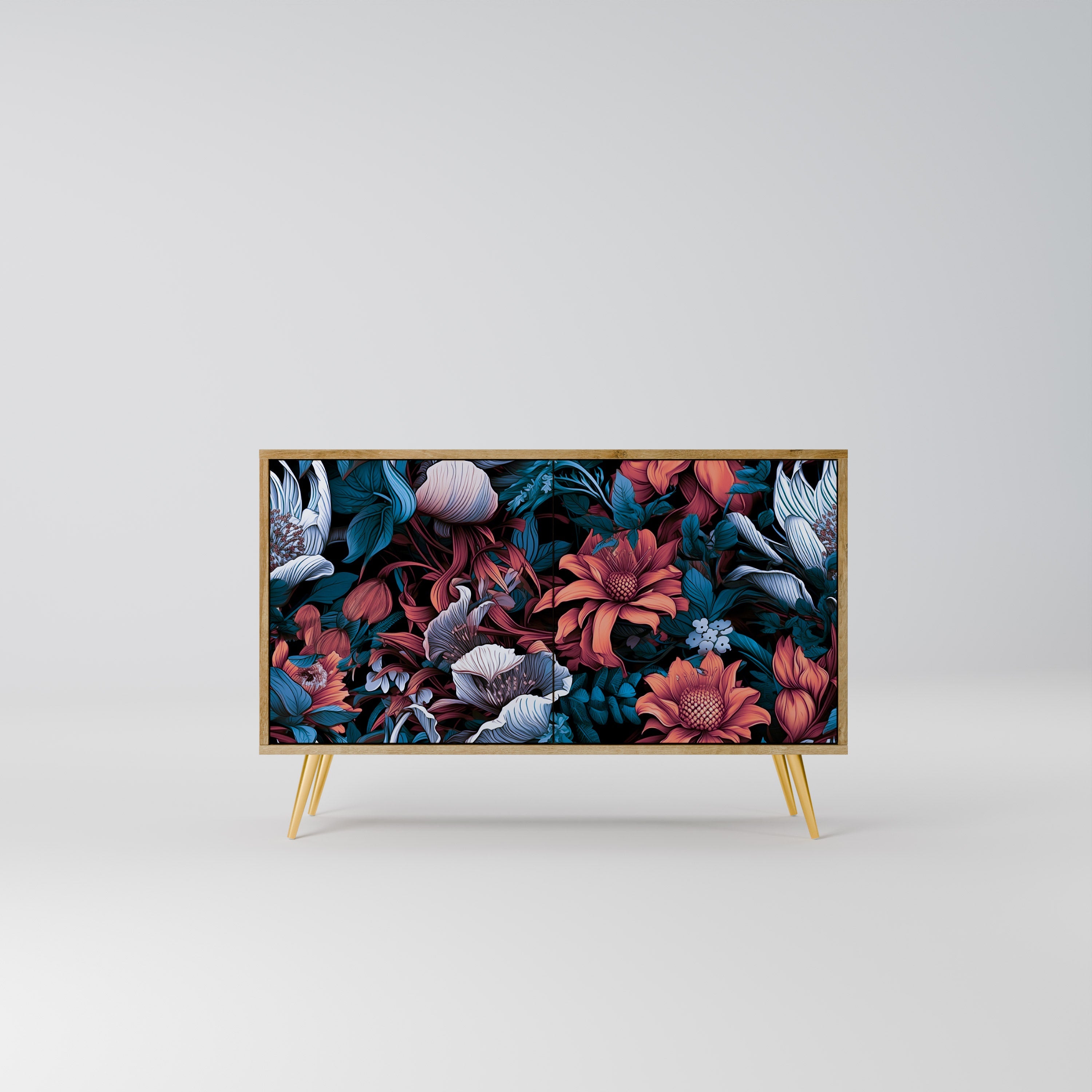 Ethereal Blossoms Sideboard mit 2 Türen in Eichenoptik