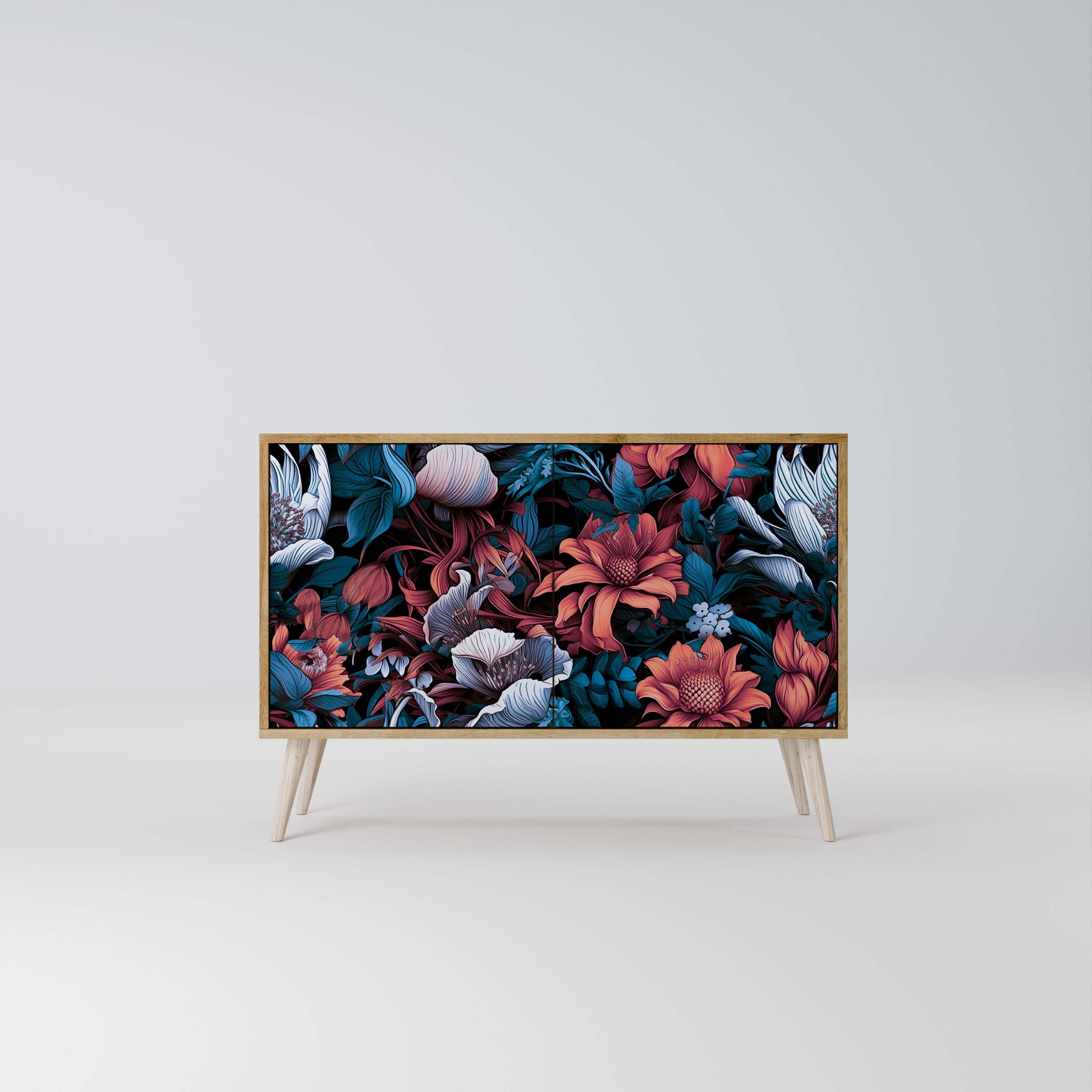Ethereal Blossoms Sideboard mit 2 Türen in Eichenoptik