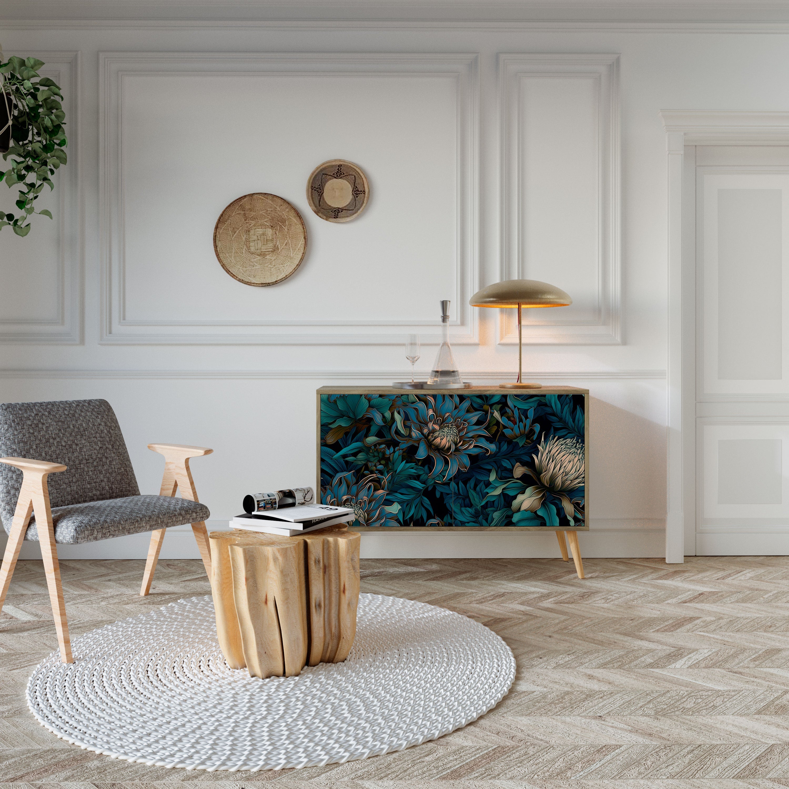 TWILIGHT BLOOM Sideboard mit 2 Türen in Eichenoptik