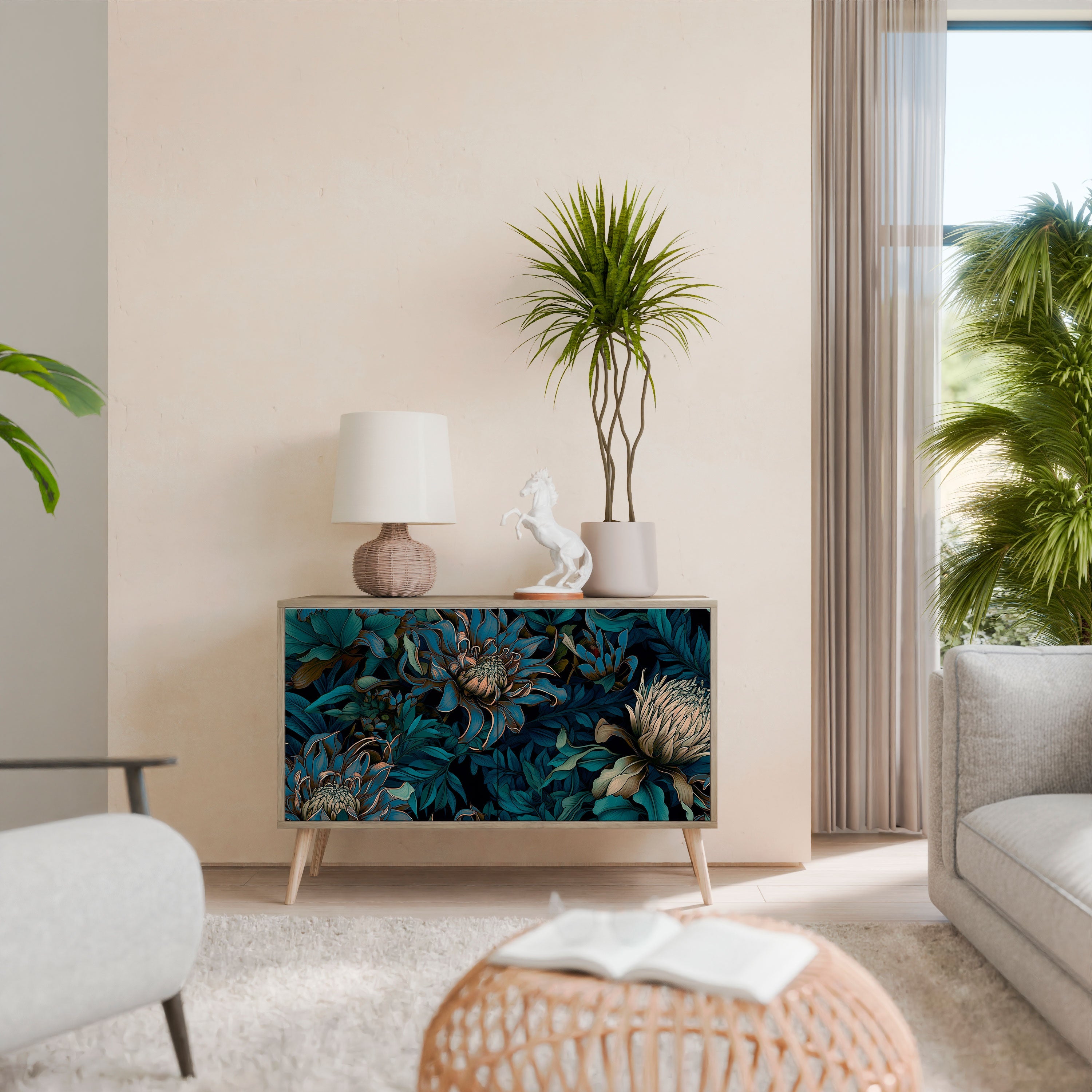 TWILIGHT BLOOM Sideboard mit 2 Türen in Eichenoptik