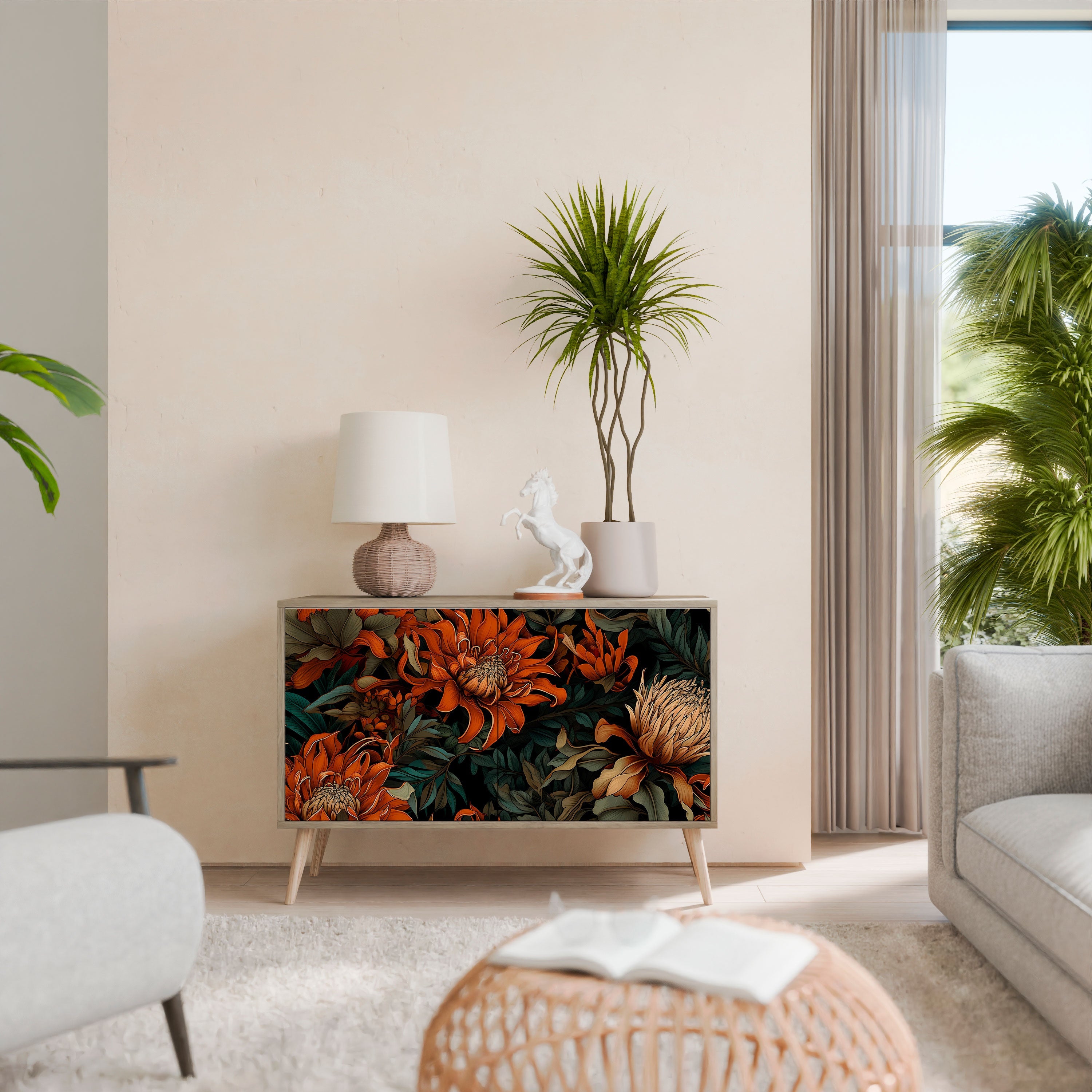 DAWN BLOOM Sideboard mit 2 Türen in Eichenoptik