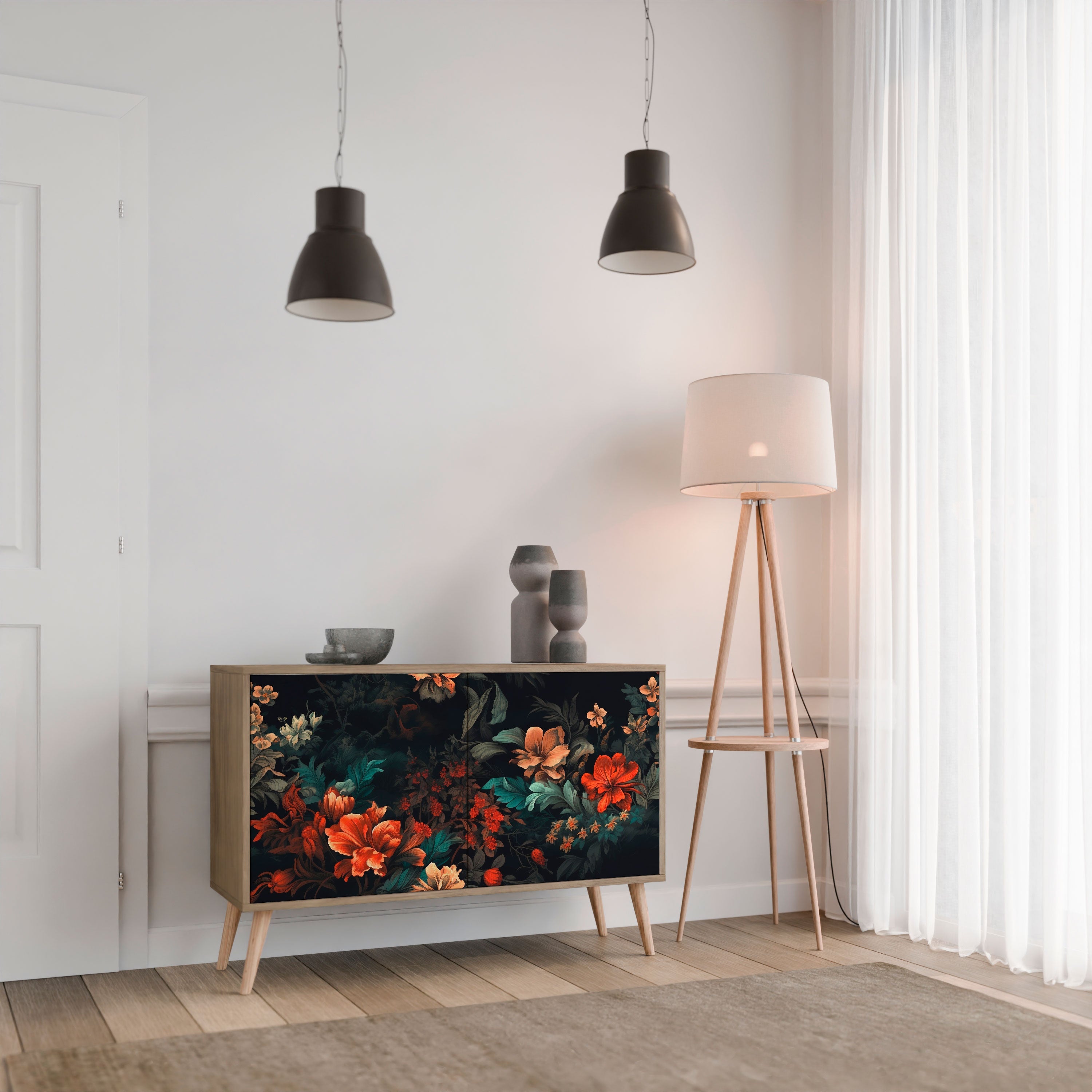 IMAGINARY BLOSSOM Sideboard mit 2 Türen in Eichenoptik