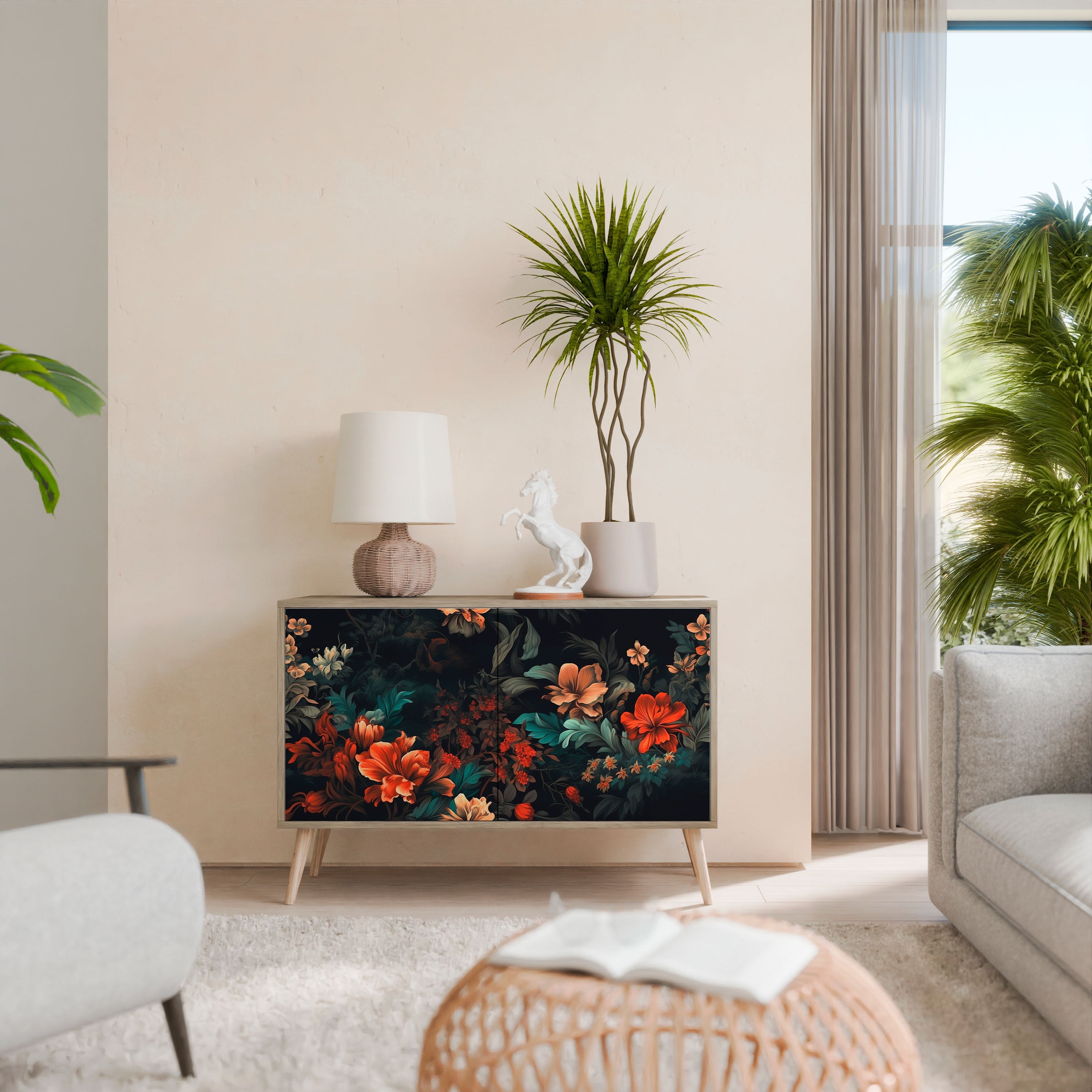 IMAGINARY BLOSSOM Sideboard mit 2 Türen in Eichenoptik