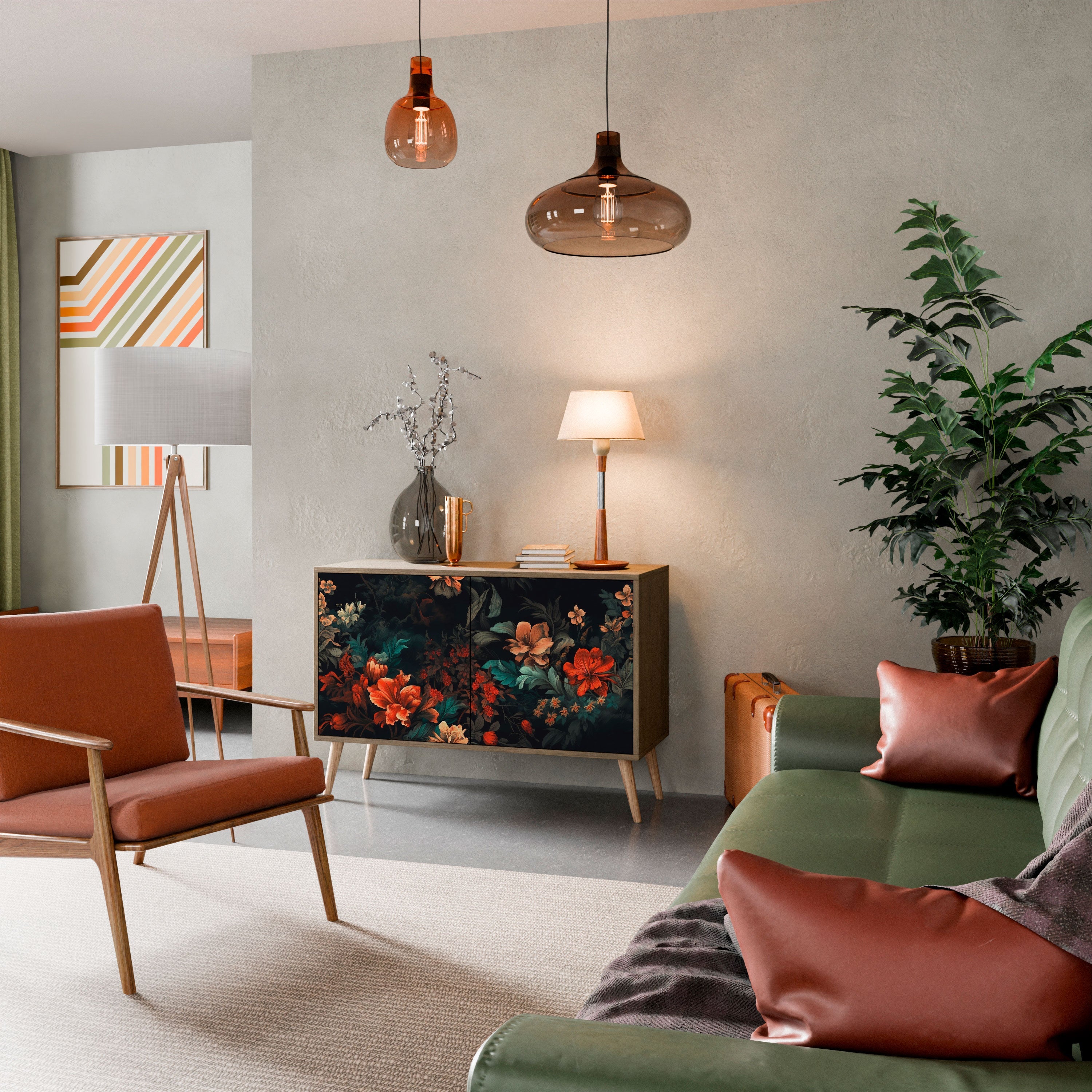 IMAGINARY BLOSSOM Sideboard mit 2 Türen in Eichenoptik