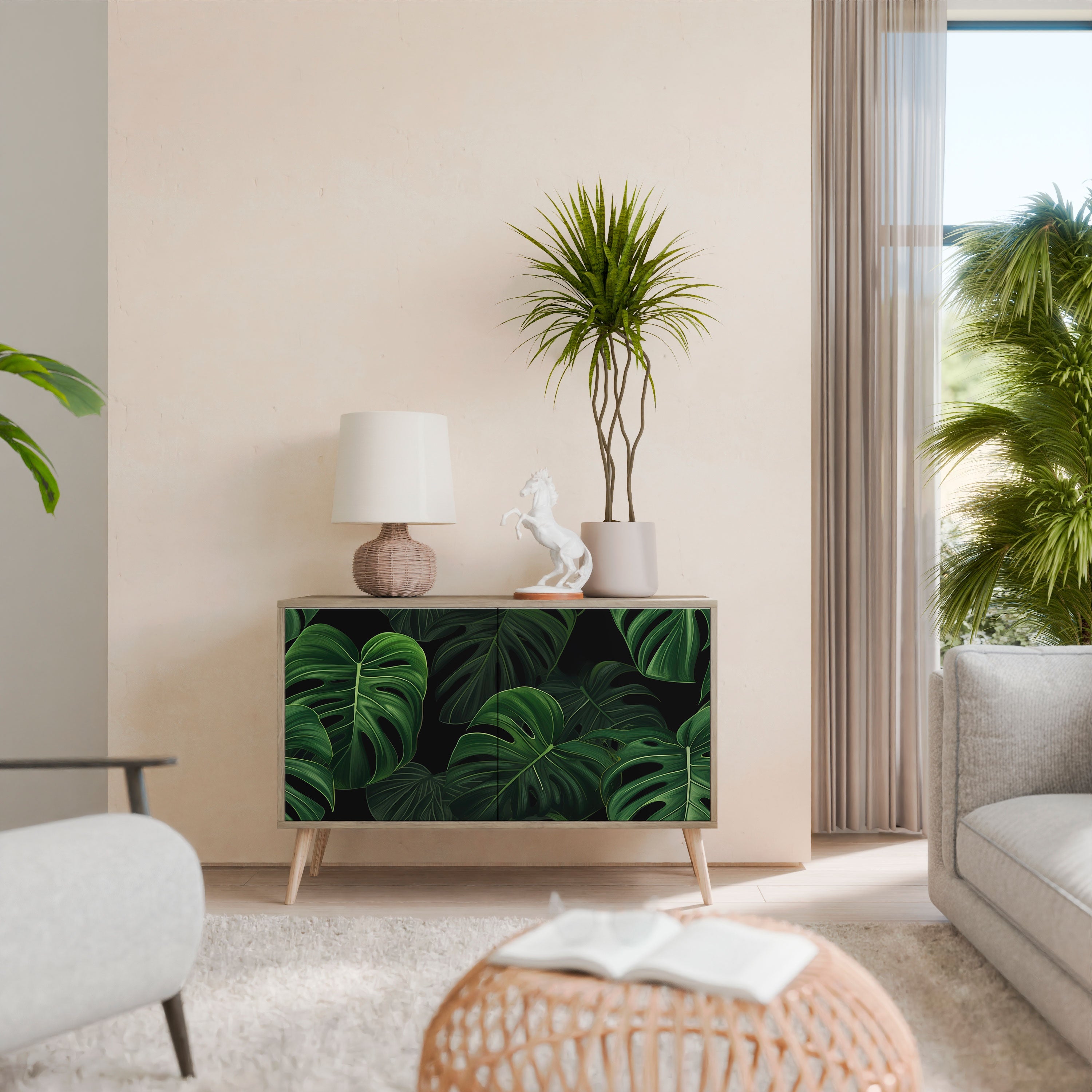 INFINITE MONSTERA Sideboard mit 2 Türen in Eichenoptik