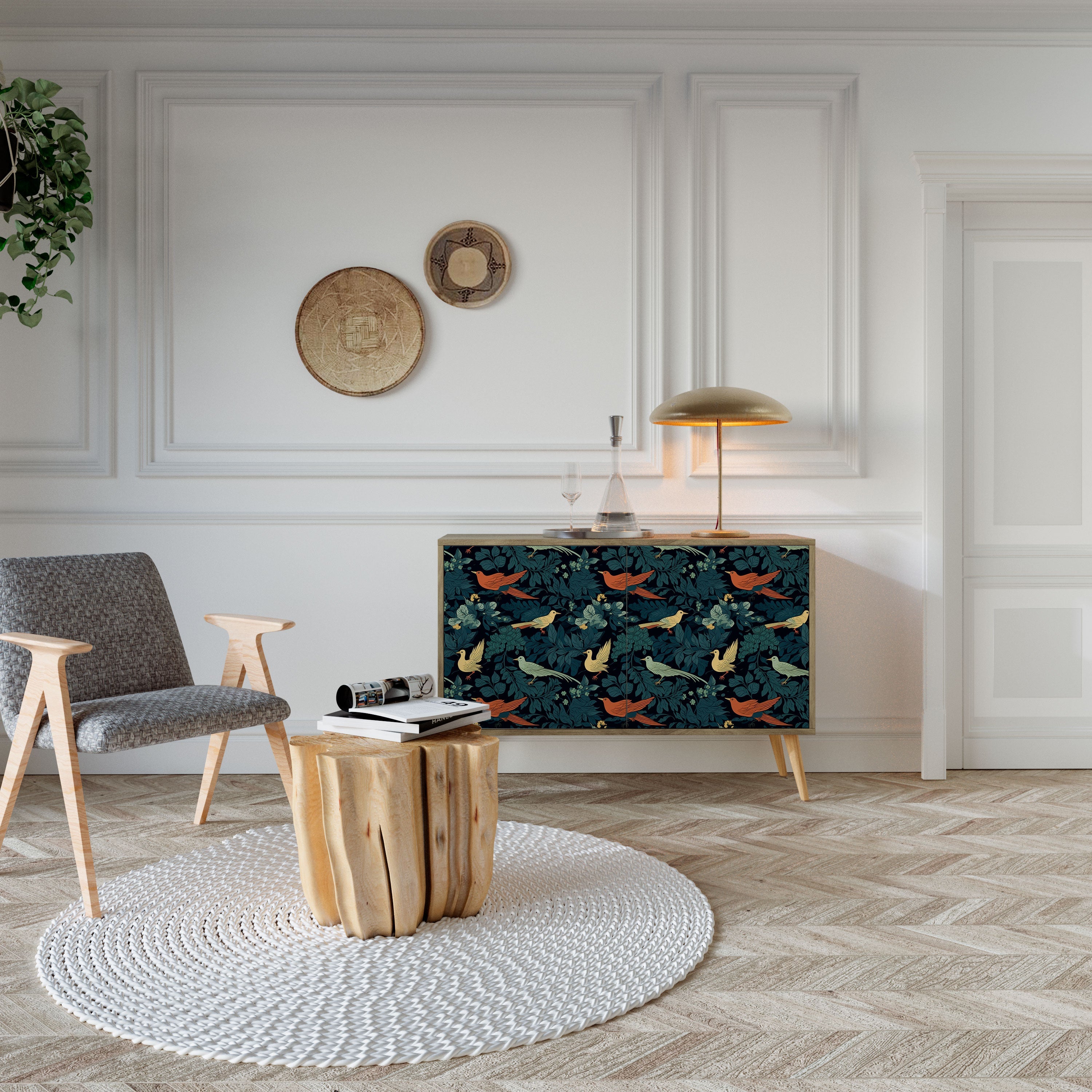 FOWL ORNAMENT Sideboard mit 2 Türen in Eichenoptik