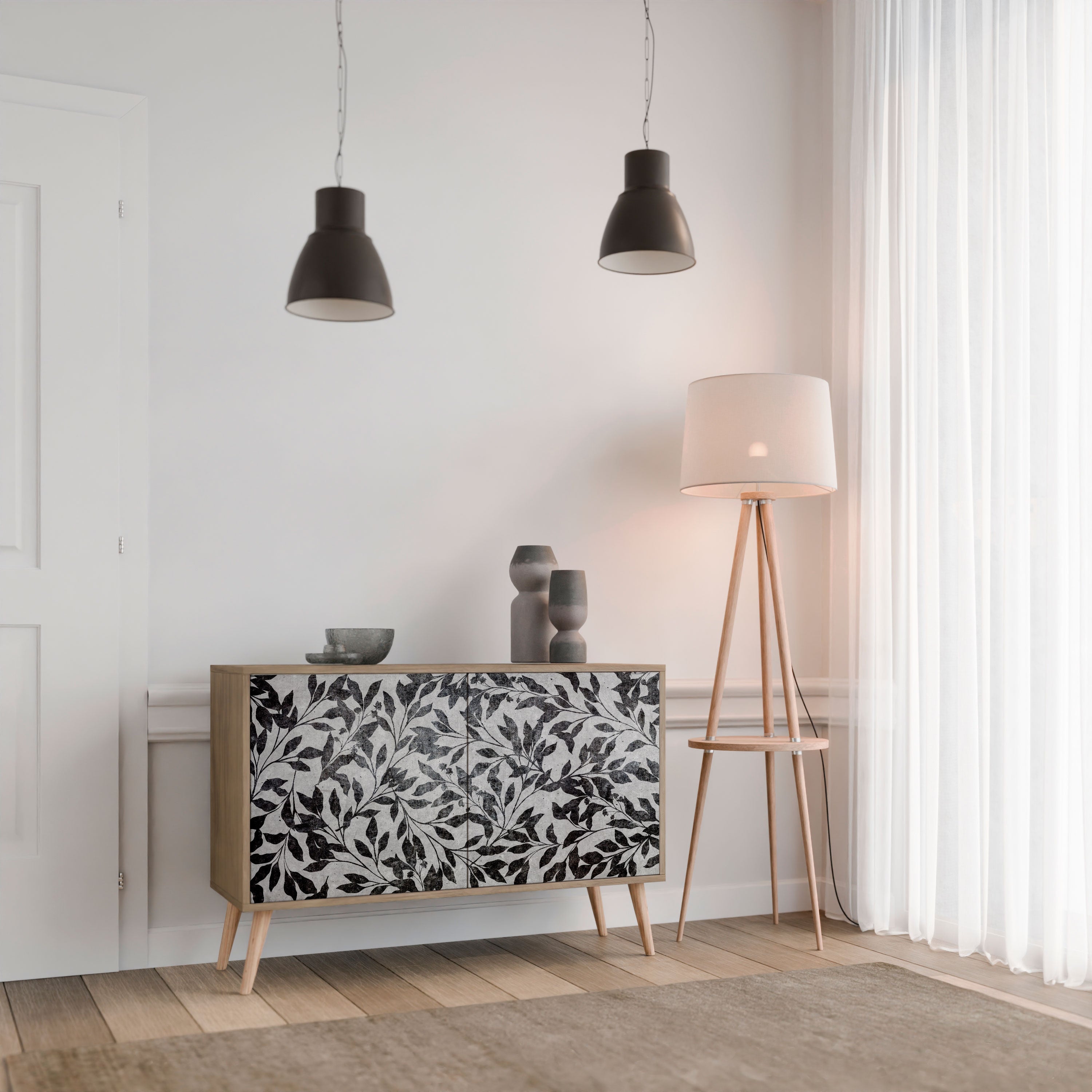 CHARCOAL SPROUT Sideboard mit 2 Türen in Eichenoptik
