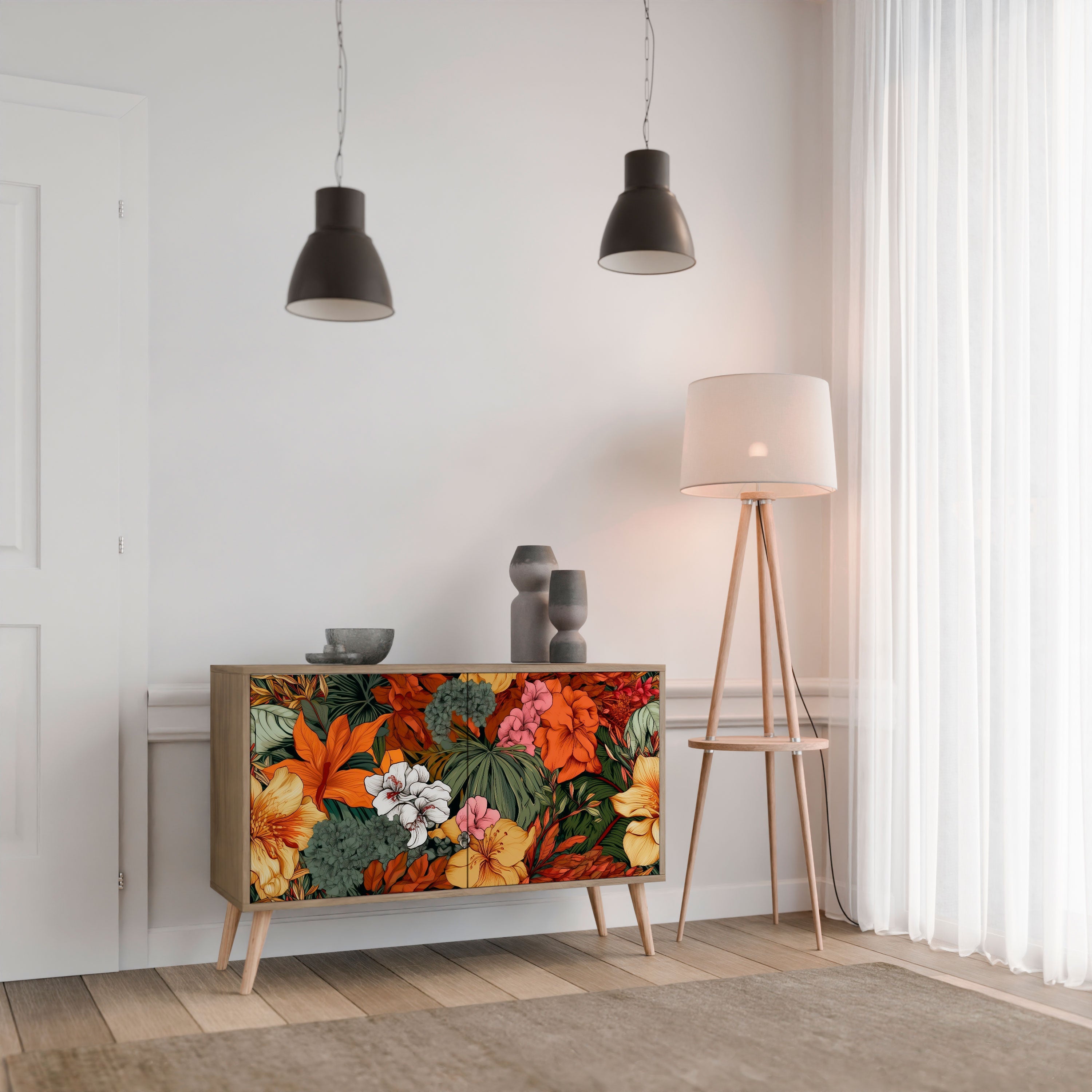 RADIANT FLORA Sideboard mit 2 Türen in Eichenoptik