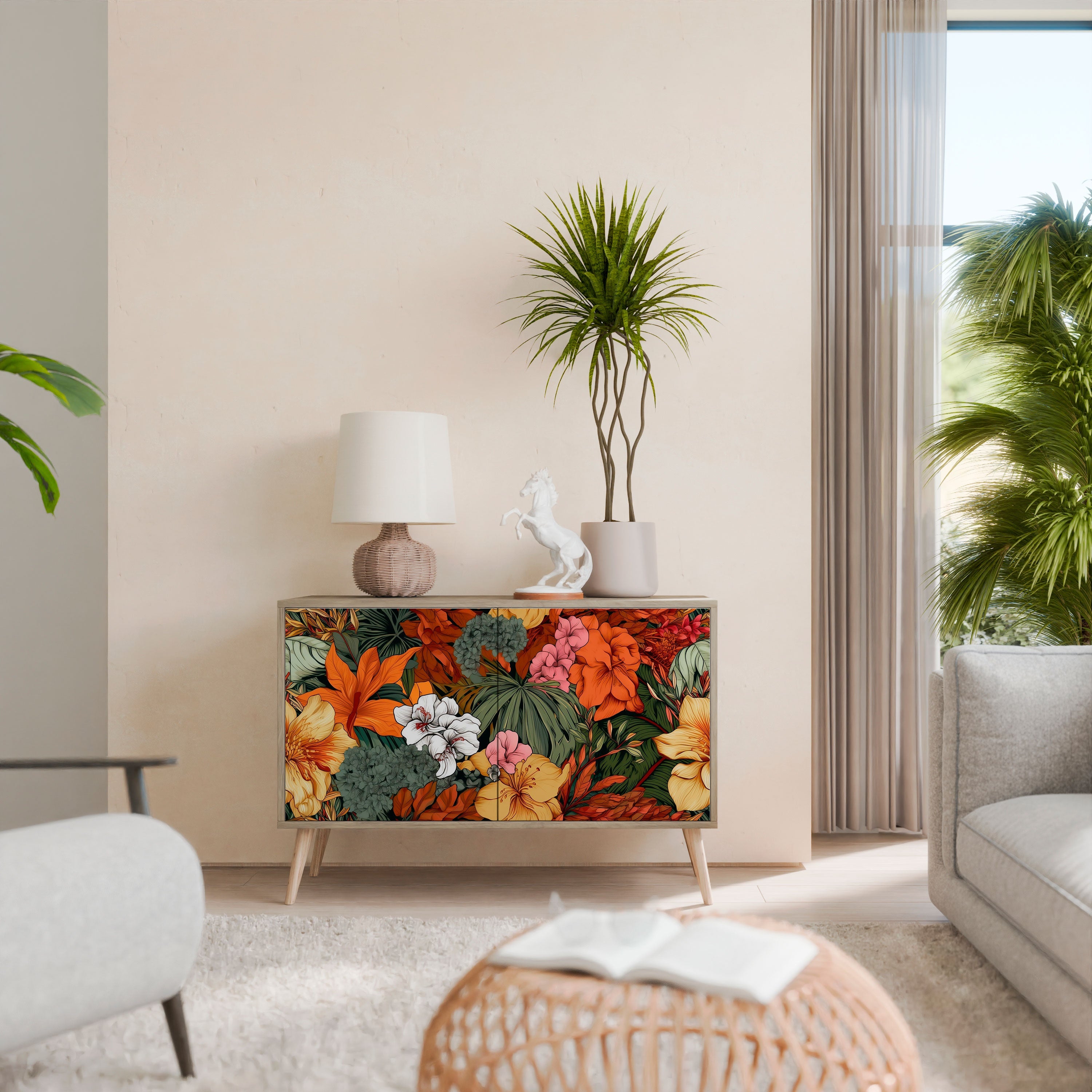 RADIANT FLORA Sideboard mit 2 Türen in Eichenoptik