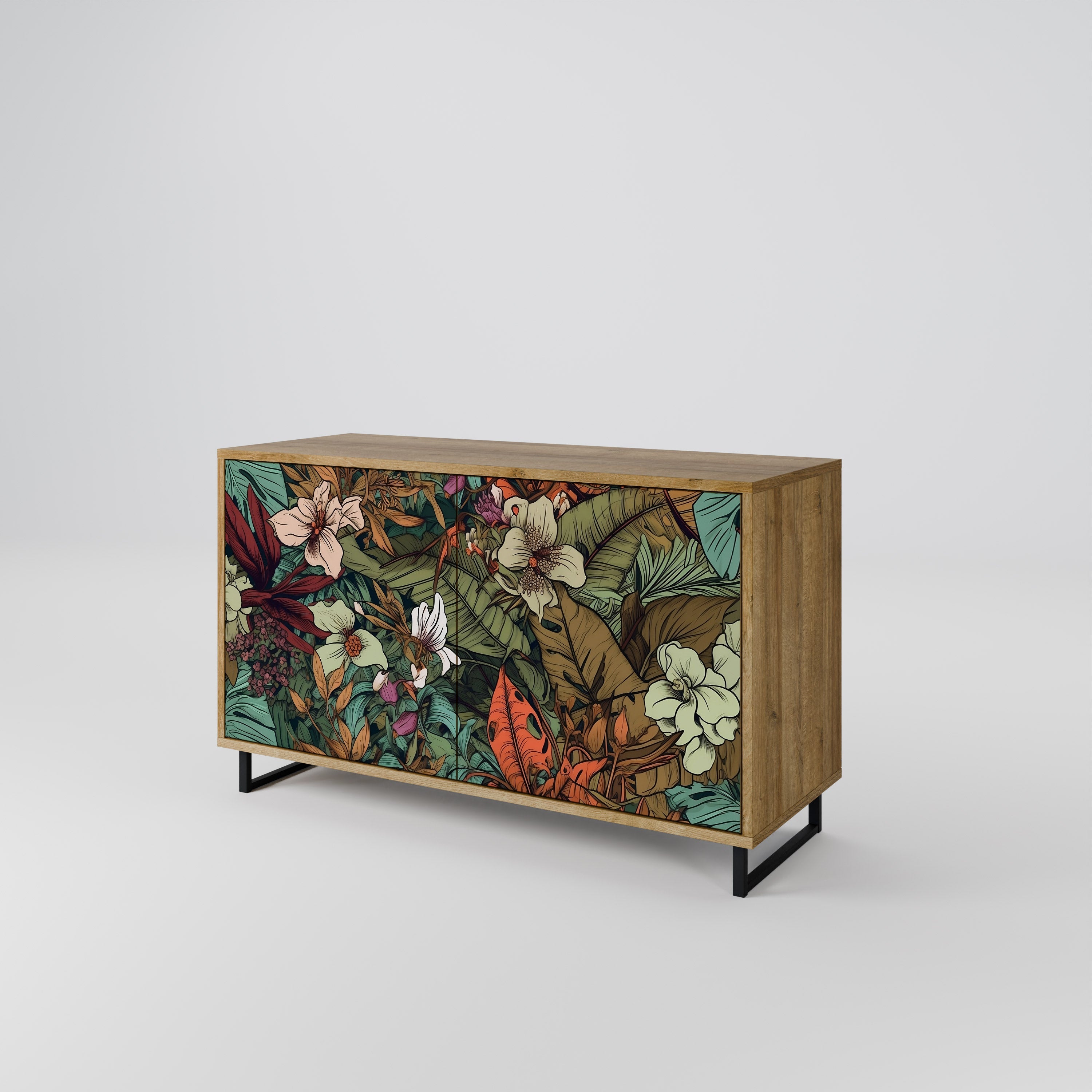 BOTANICAL EMERGENCE Sideboard mit 2 Türen in Eichenoptik