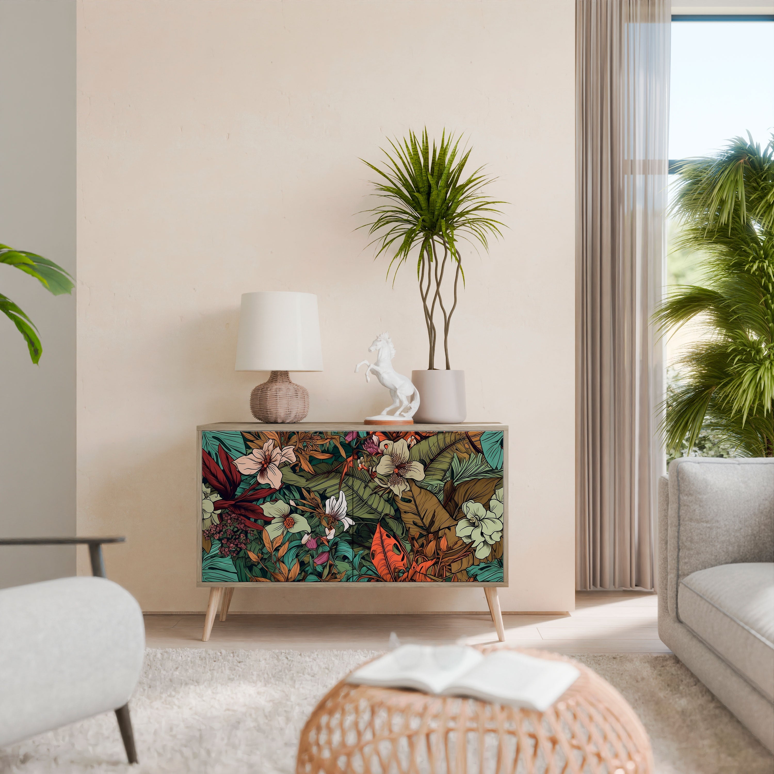 BOTANICAL EMERGENCE Sideboard mit 2 Türen in Eichenoptik
