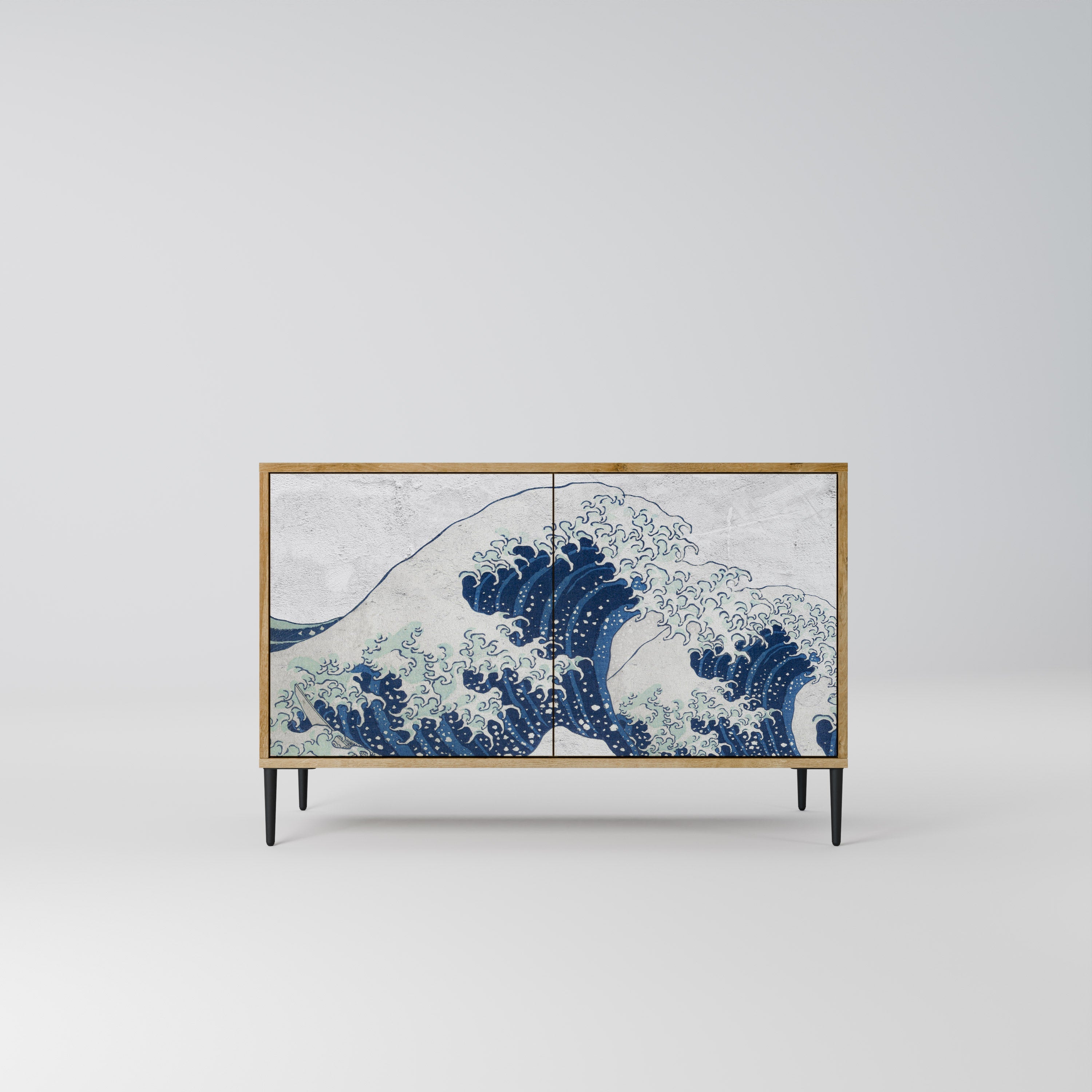 DIE GROSSE WELLE VON KANAGAWA Sideboard mit 2 Türen in Eichenoptik
