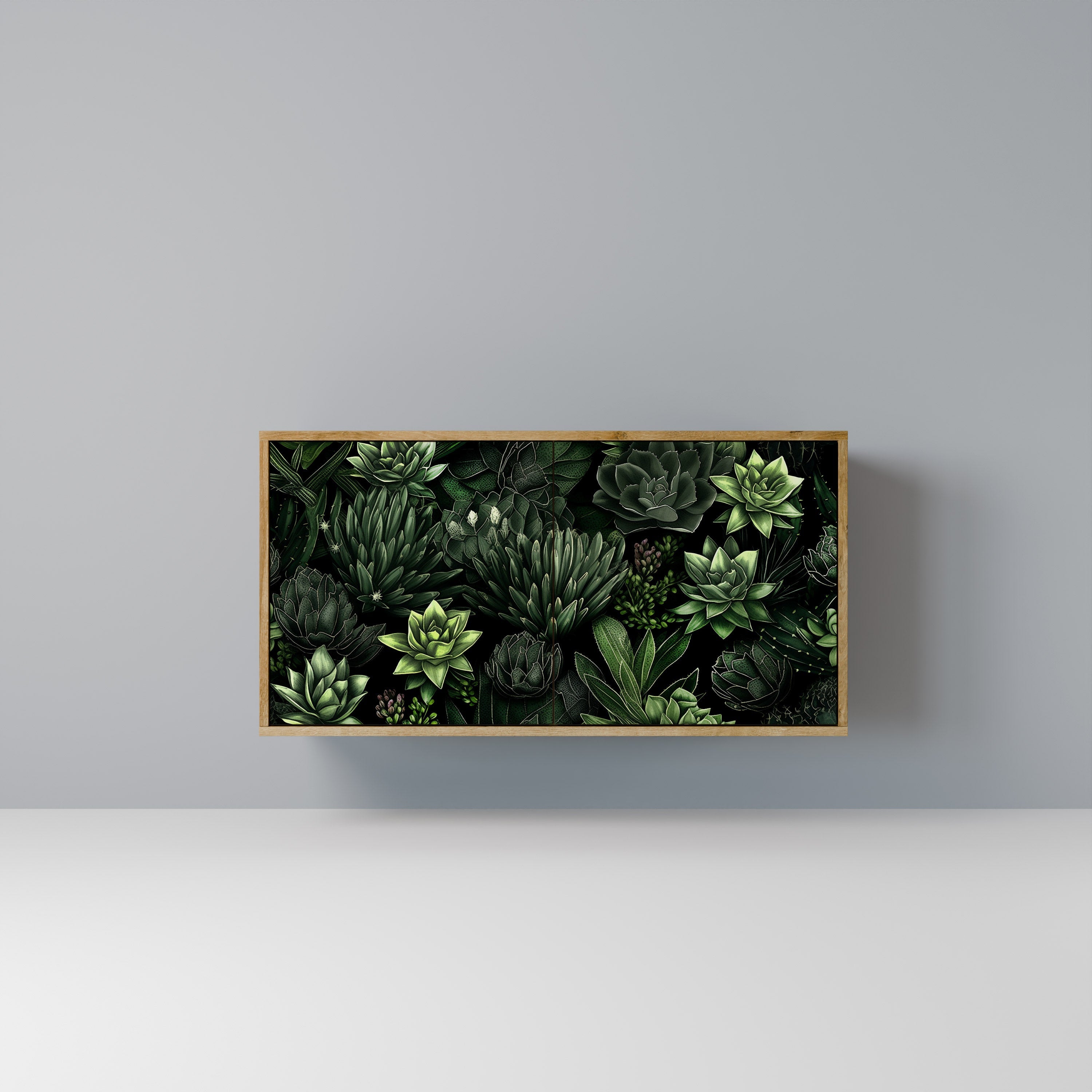 SUCCULENT JUNGLE Sideboard mit 2 Türen in Eichenoptik