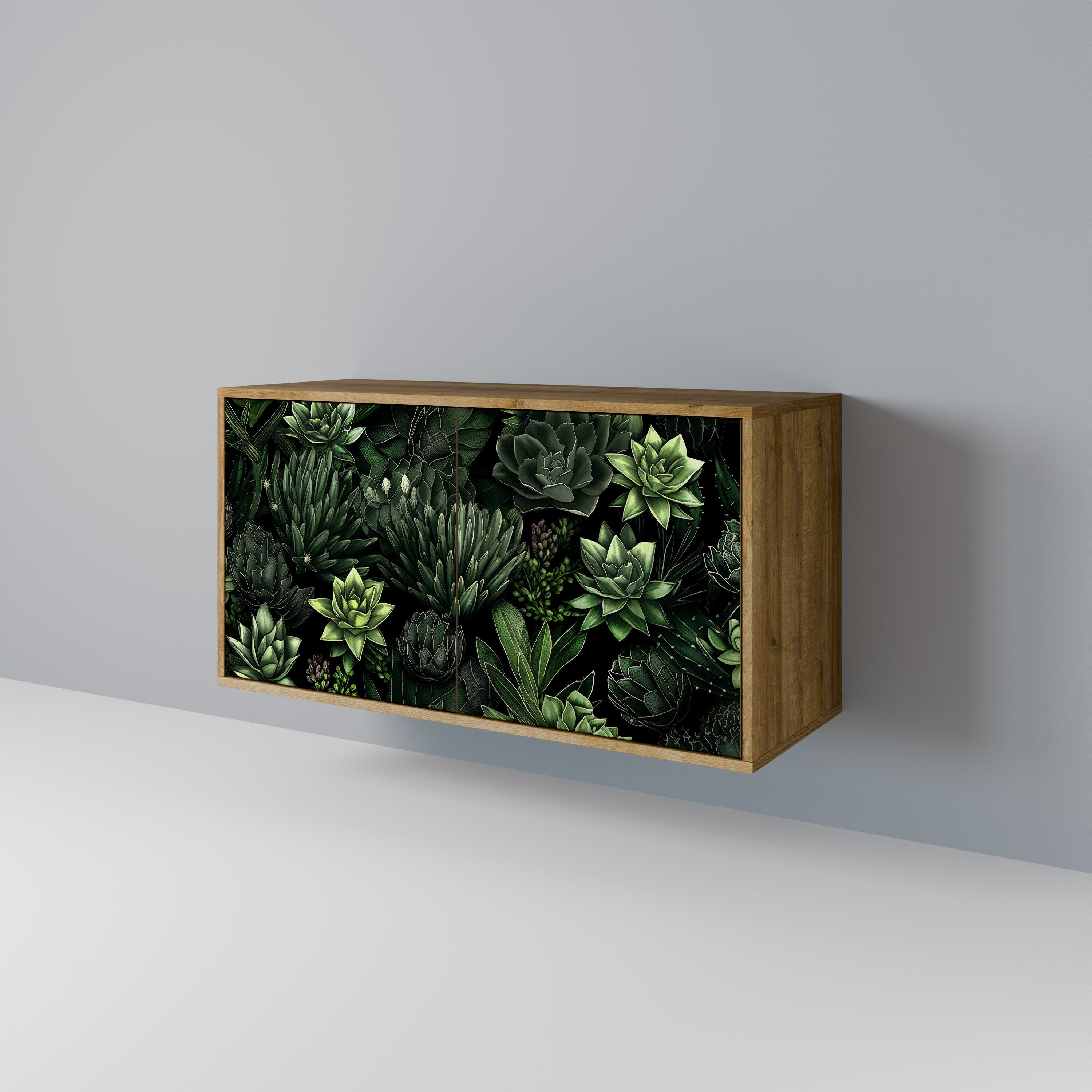 SUCCULENT JUNGLE Sideboard mit 2 Türen in Eichenoptik