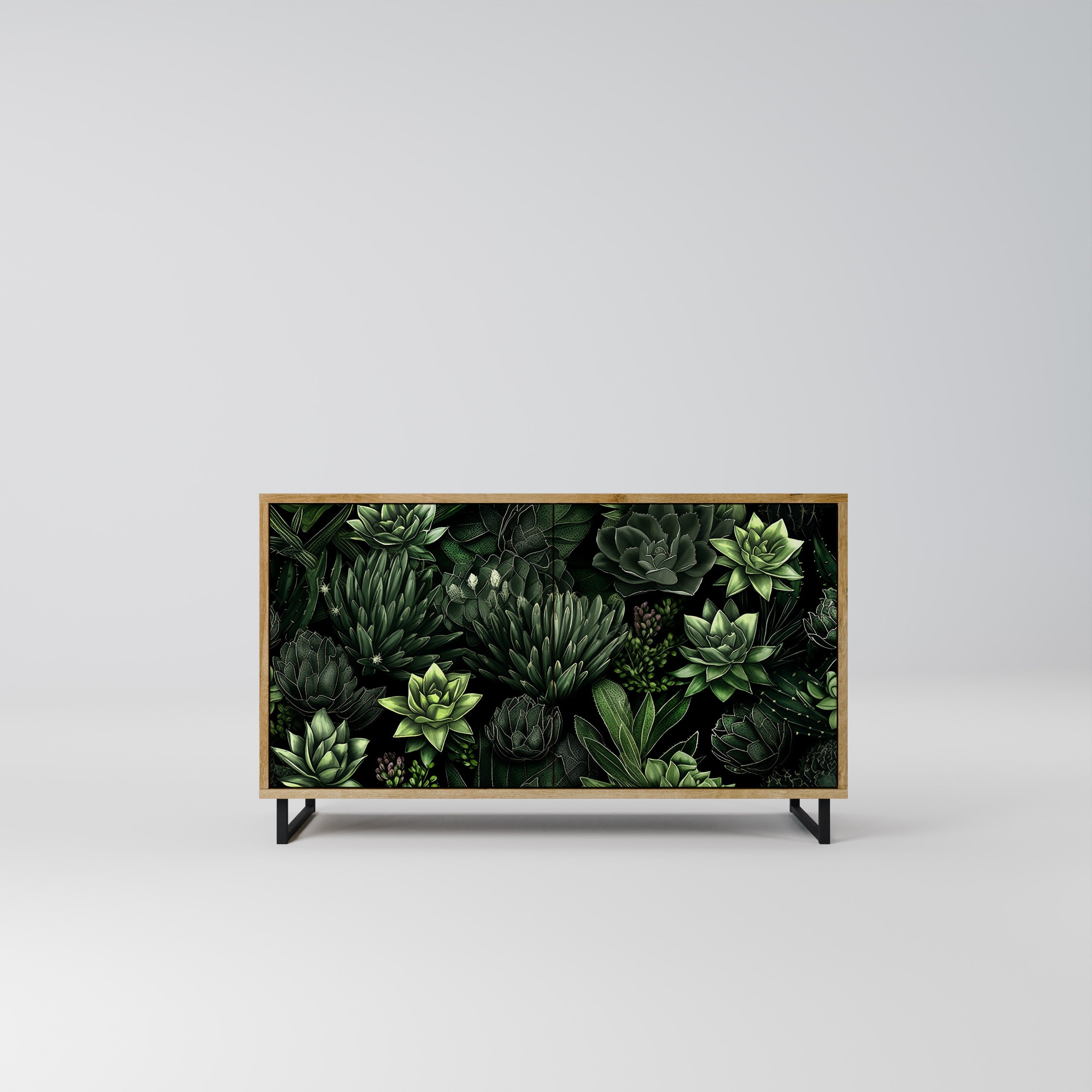 SUCCULENT JUNGLE Sideboard mit 2 Türen in Eichenoptik